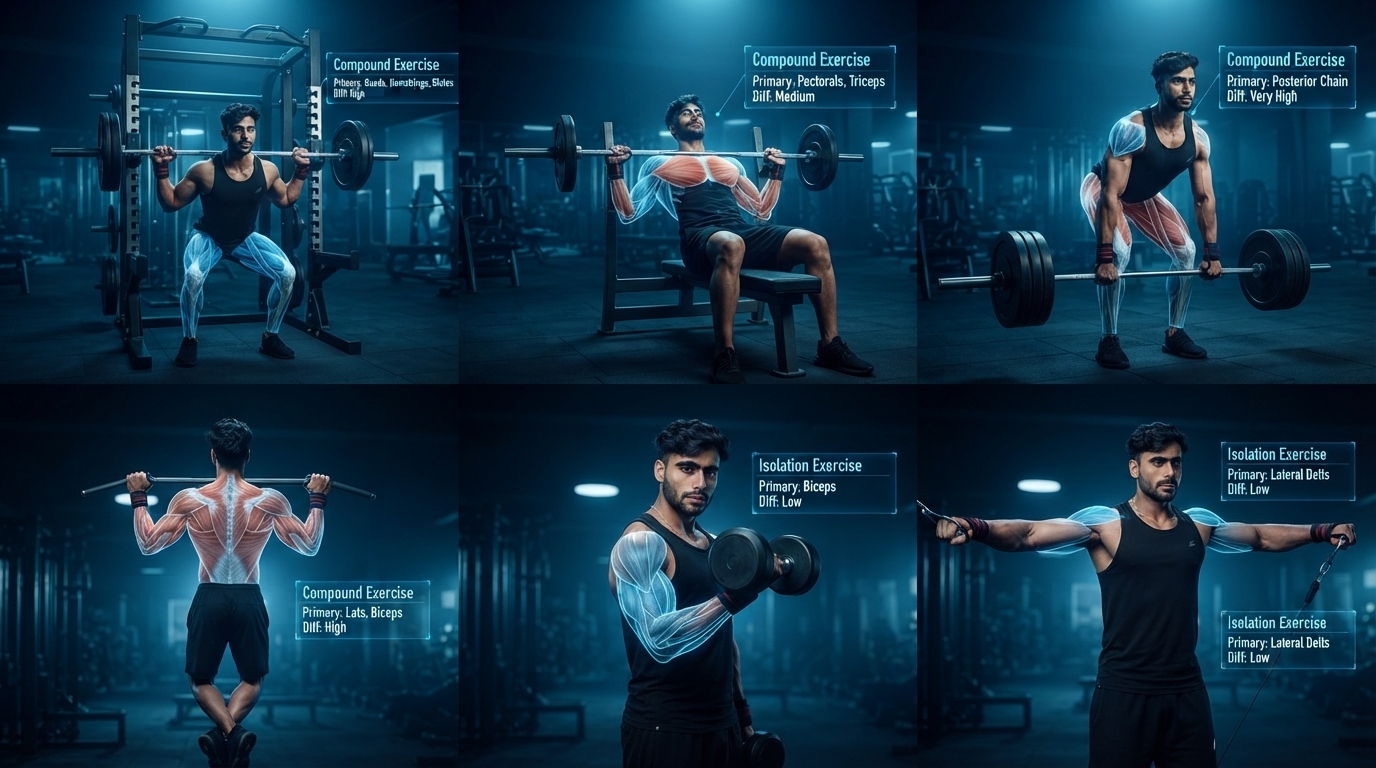 Illustration showing appropriate exercise selection for different fitness goals.