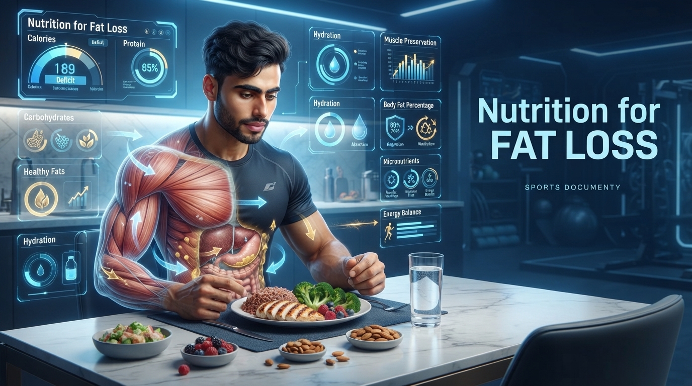 Illustration showing balanced nutrition supporting healthy fat loss.
