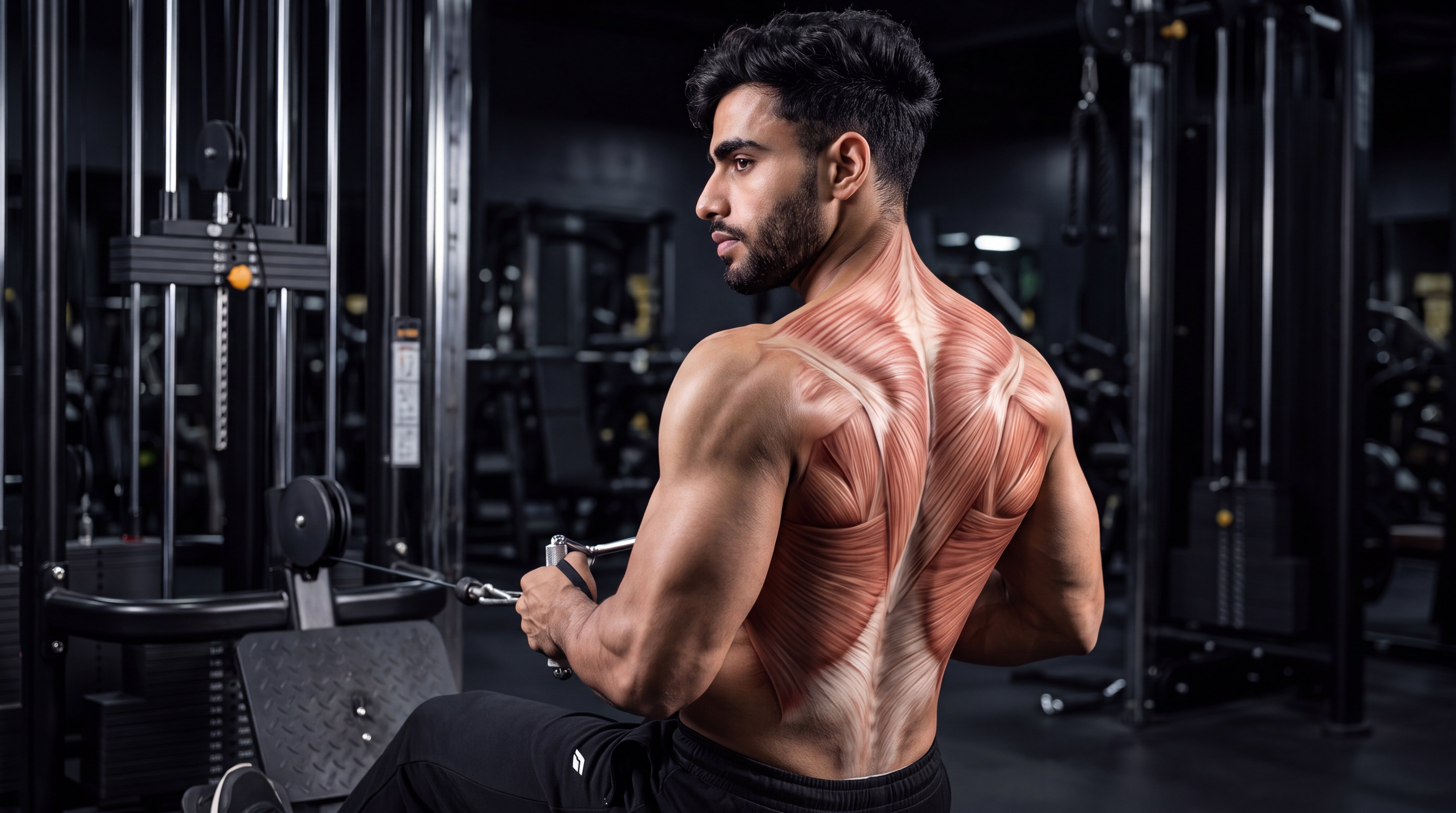 Seated cable row under the skin anatomy video