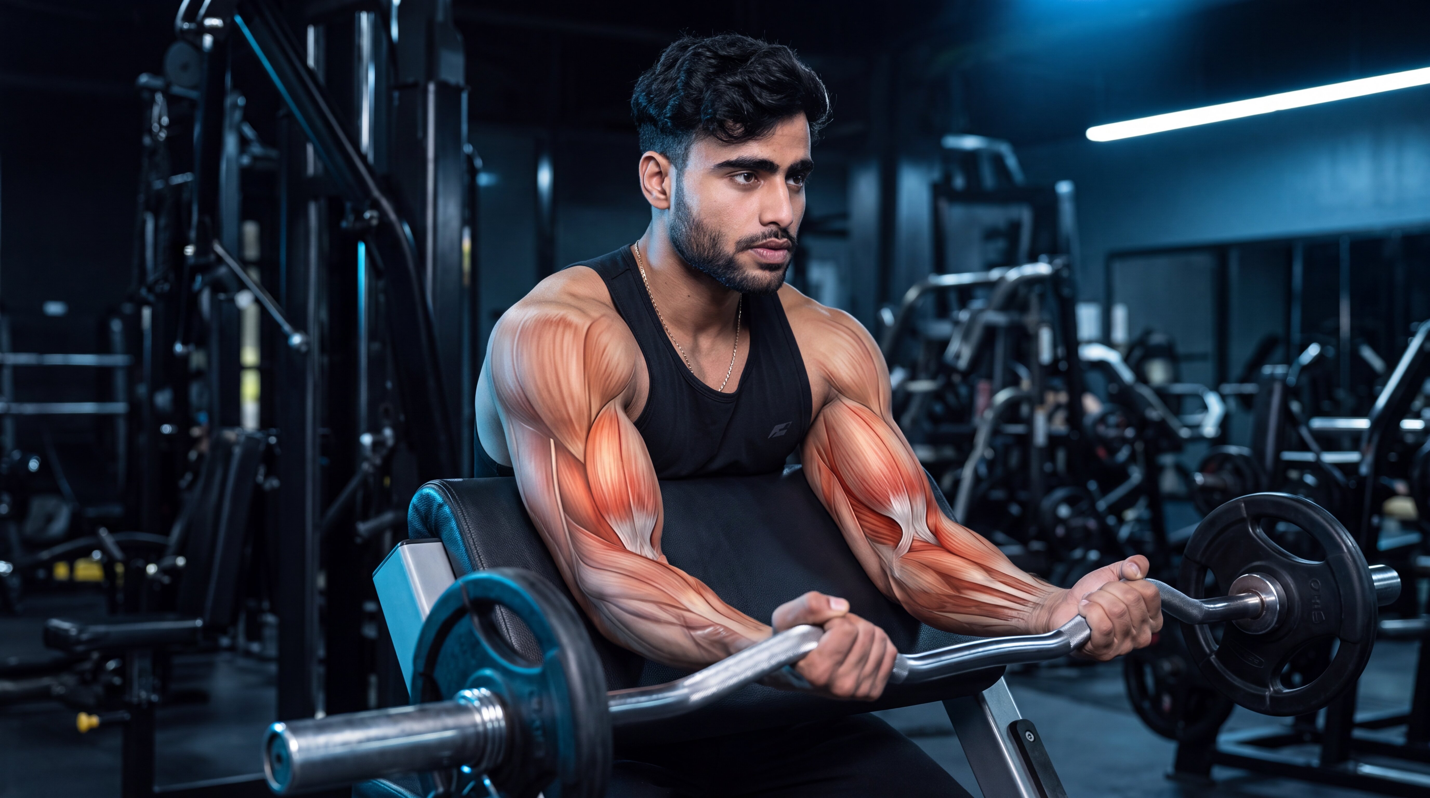 Preacher curl under the skin anatomy video