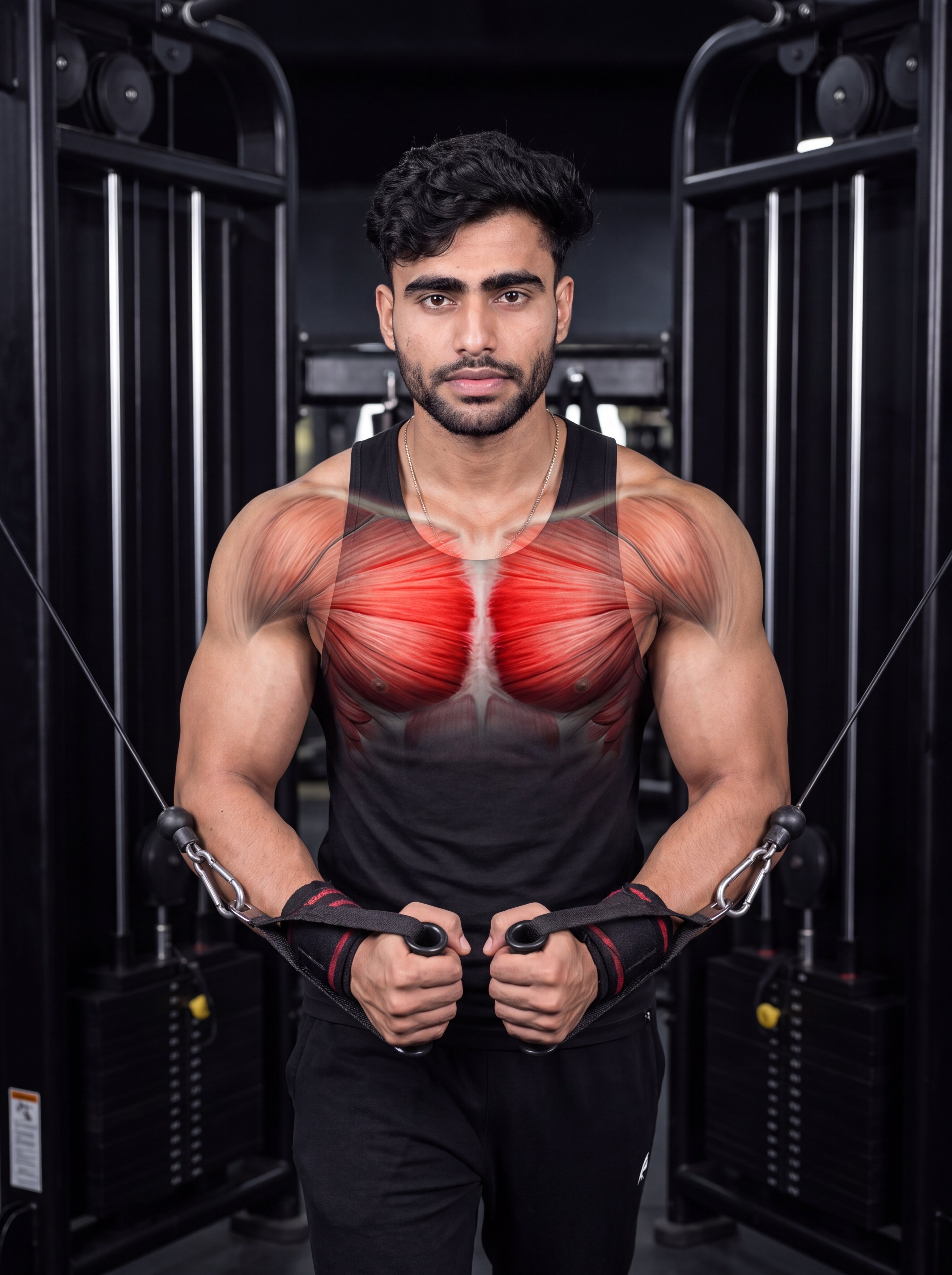 Cable Chest Fly muscle anatomy showing the chest as the primary target