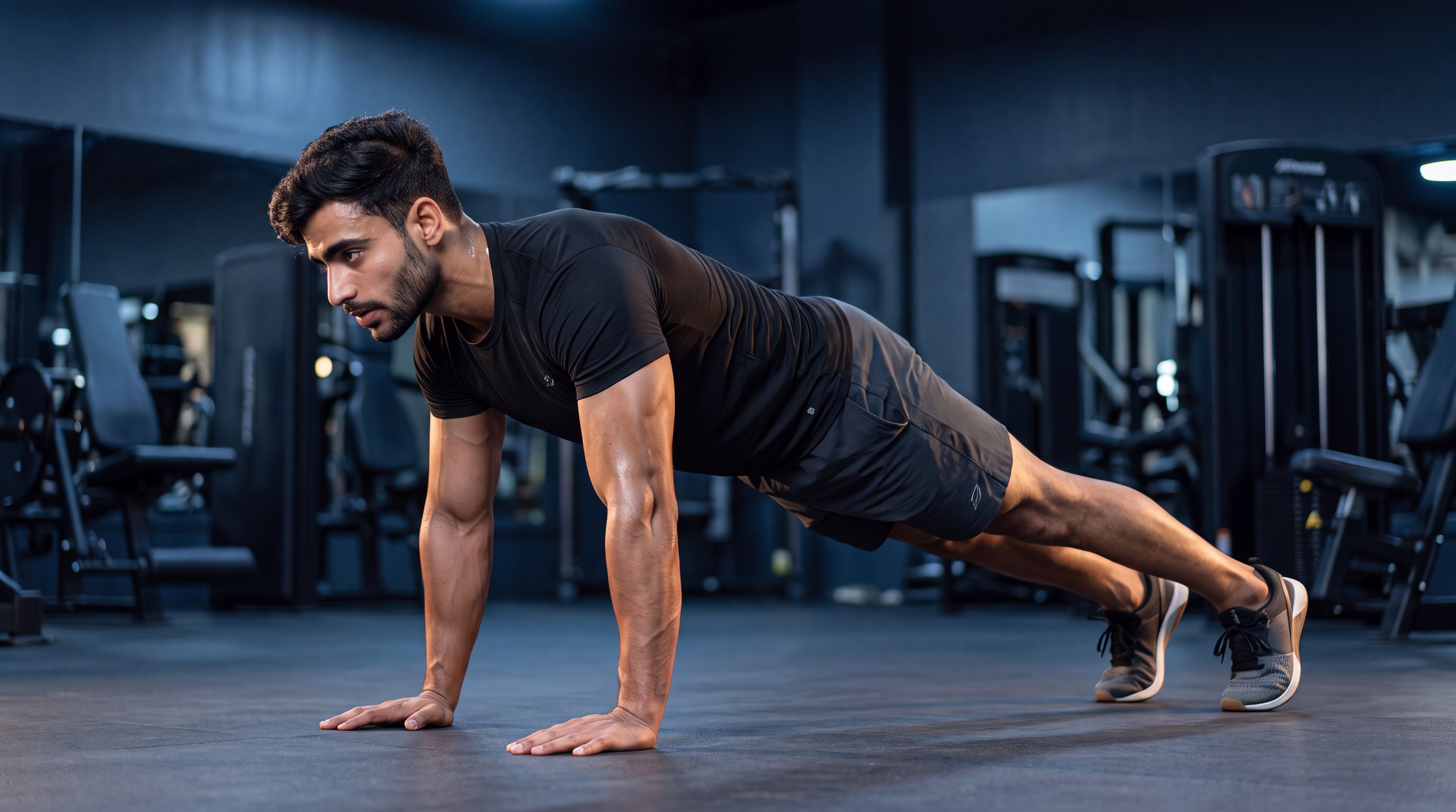 Athlete performing a burpee exercise