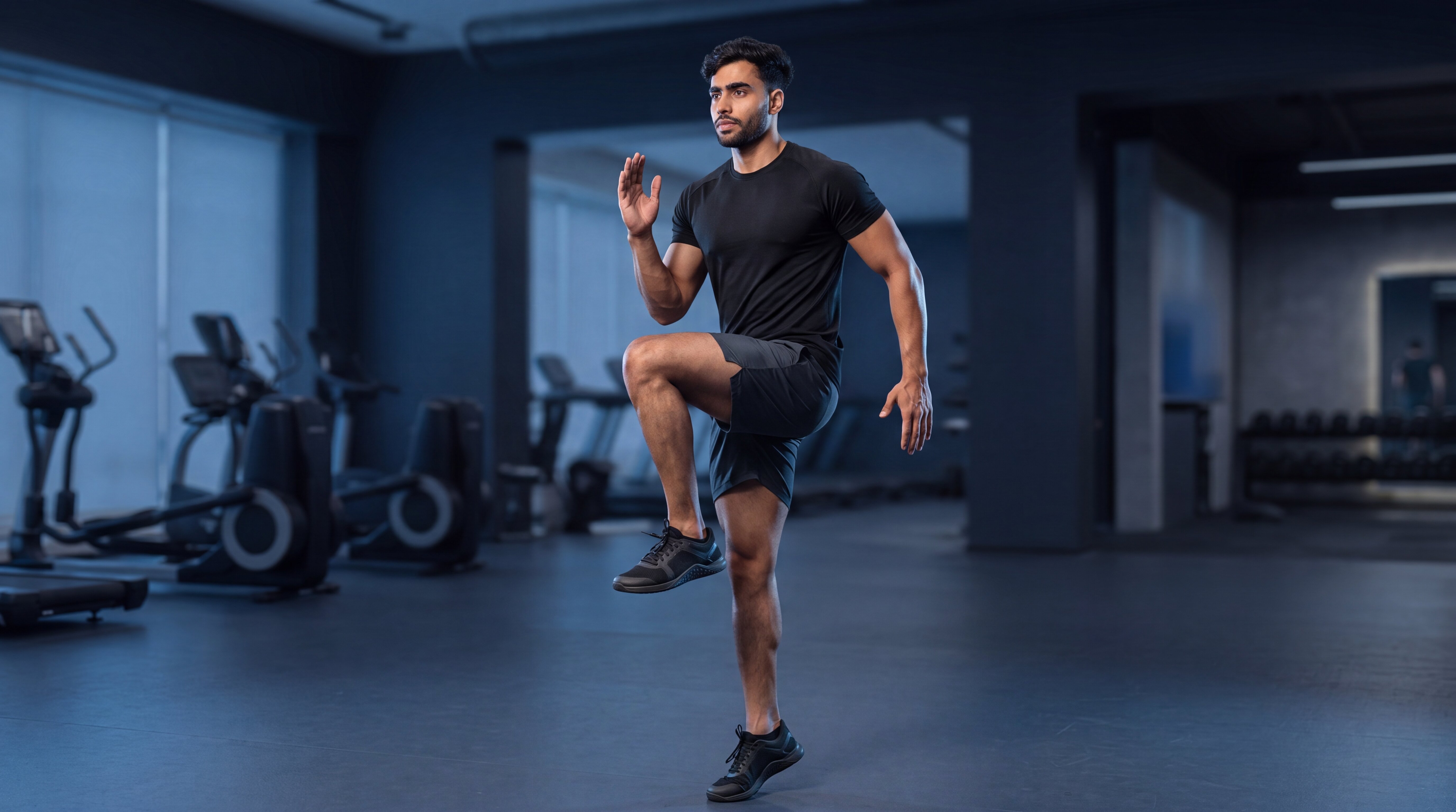 Athlete performing high knees