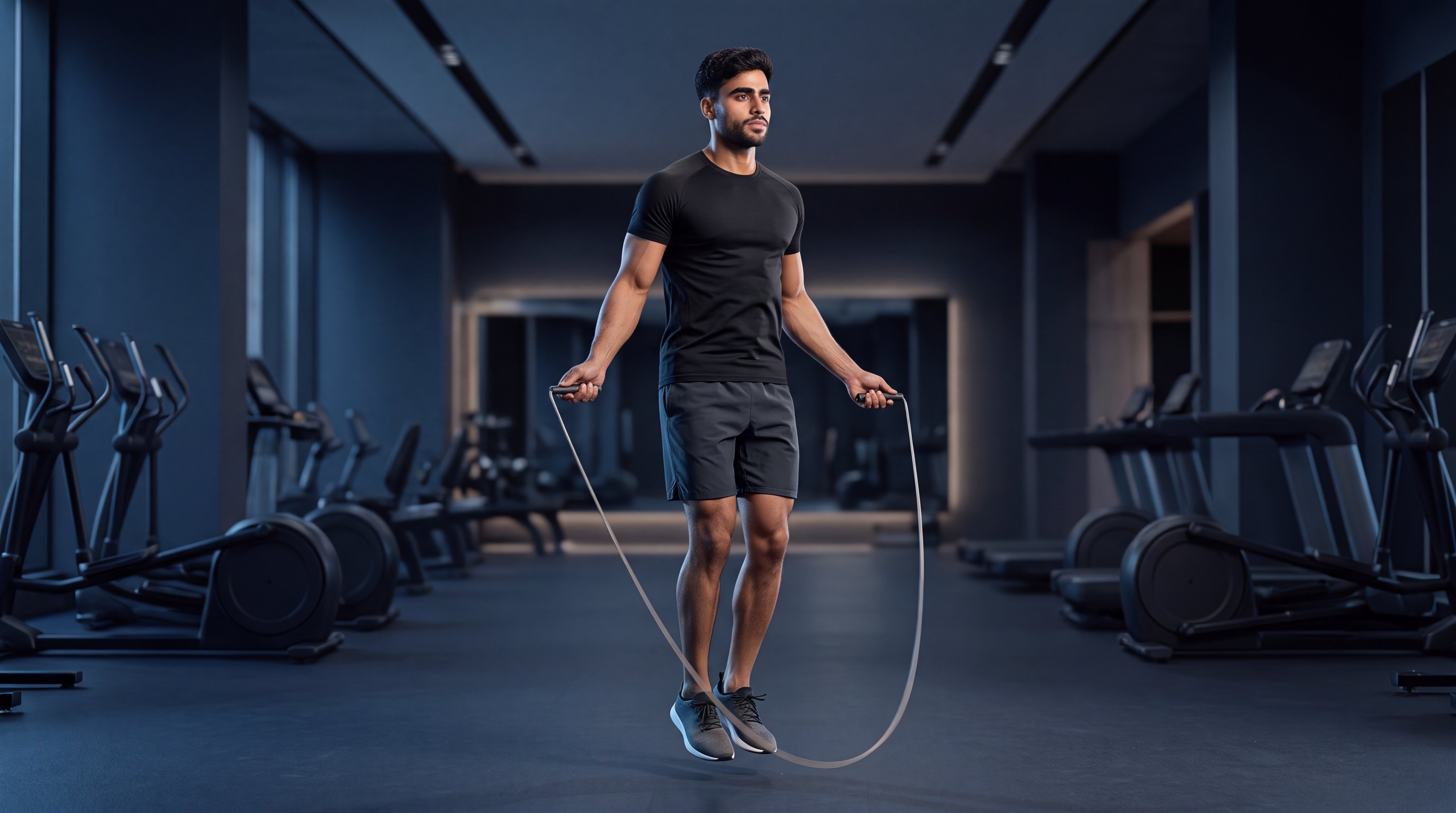 Athlete performing a jump rope exercise