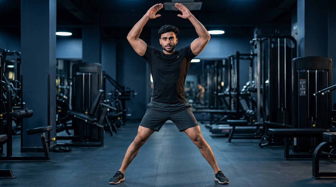 Athlete performing jumping jacks