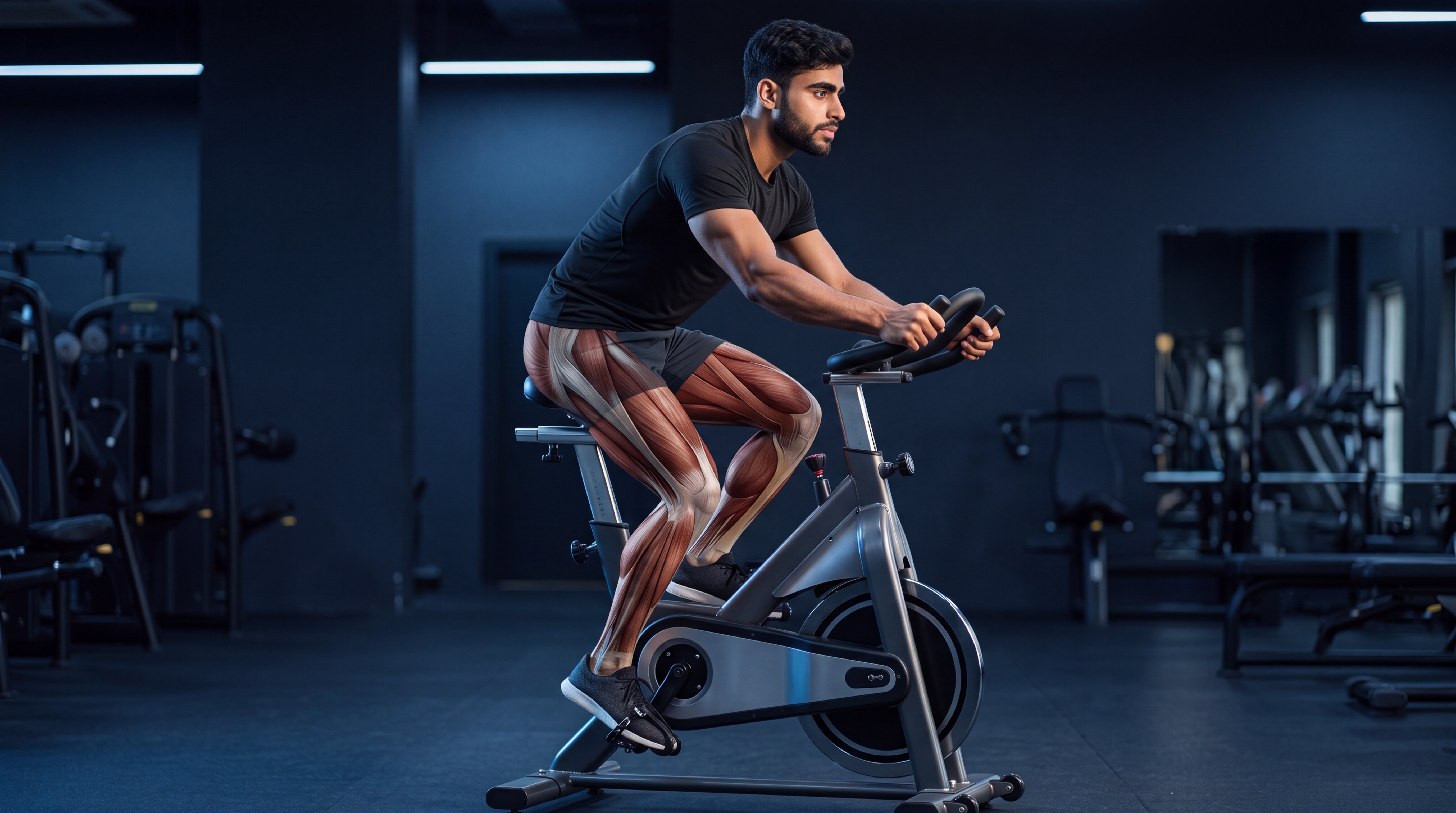 Stationary cycling under the skin anatomy video