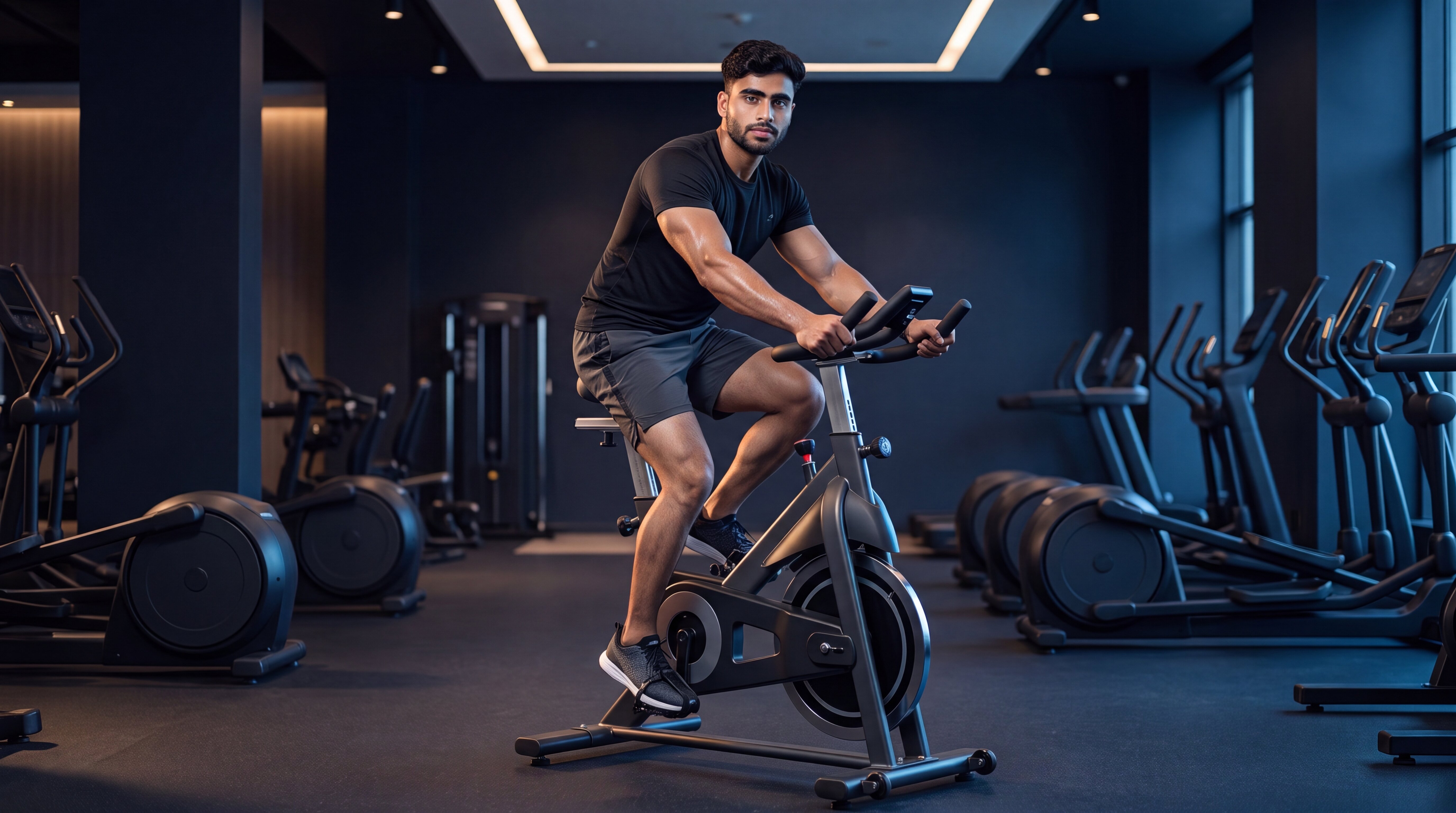 Athlete performing stationary cycling