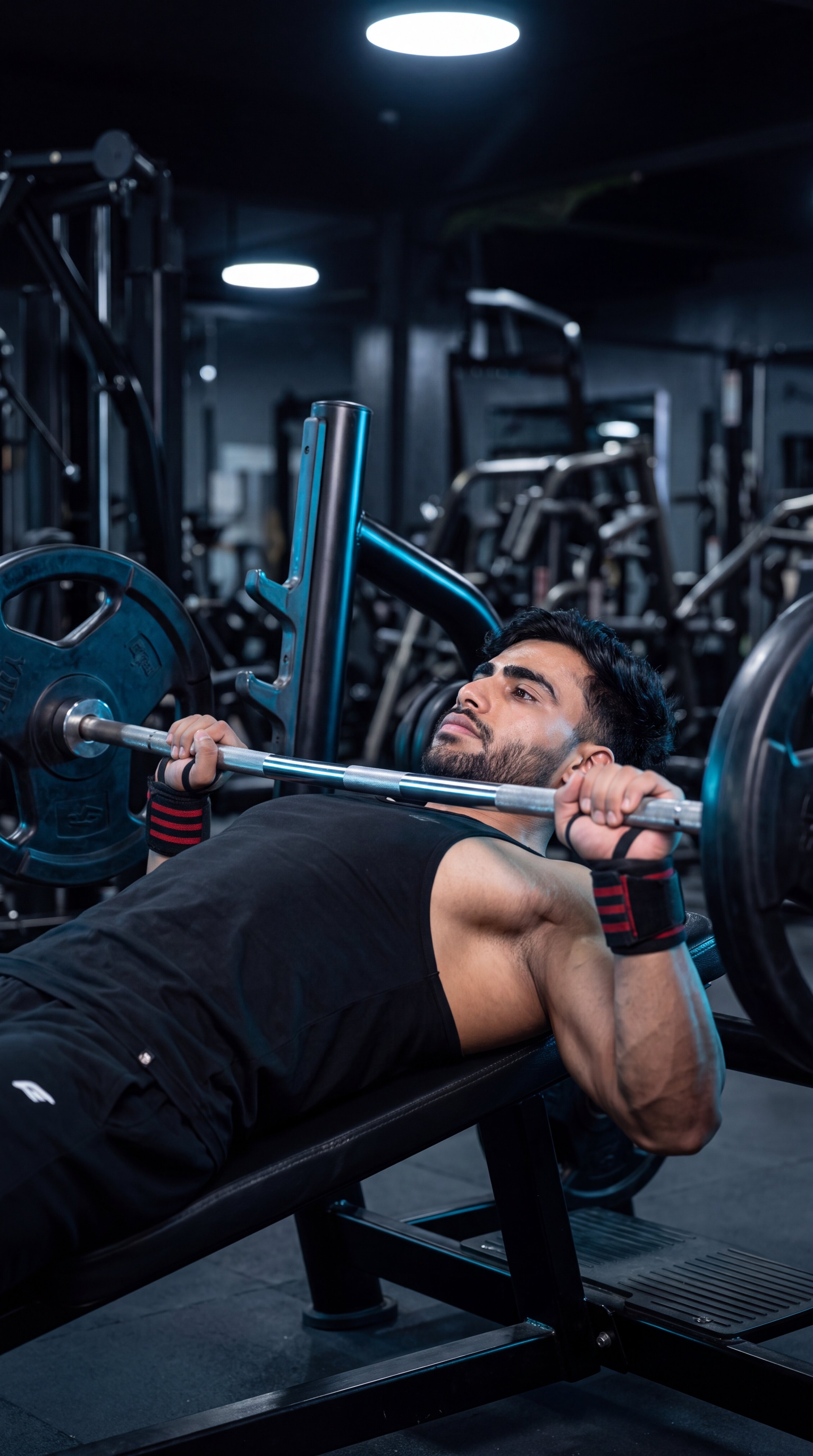 Athlete performing a chest exercise in the gym