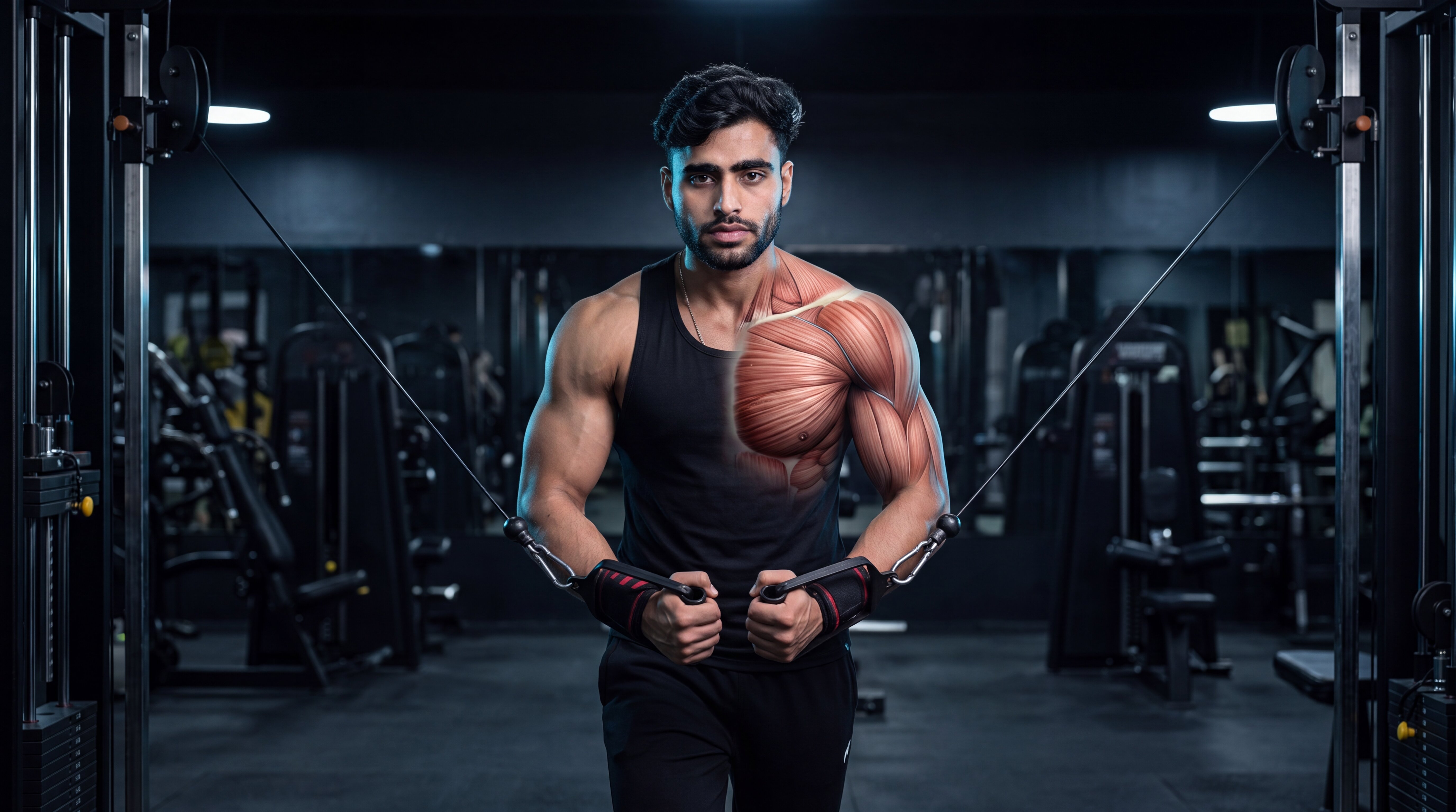 Cable chest fly under the skin anatomy video