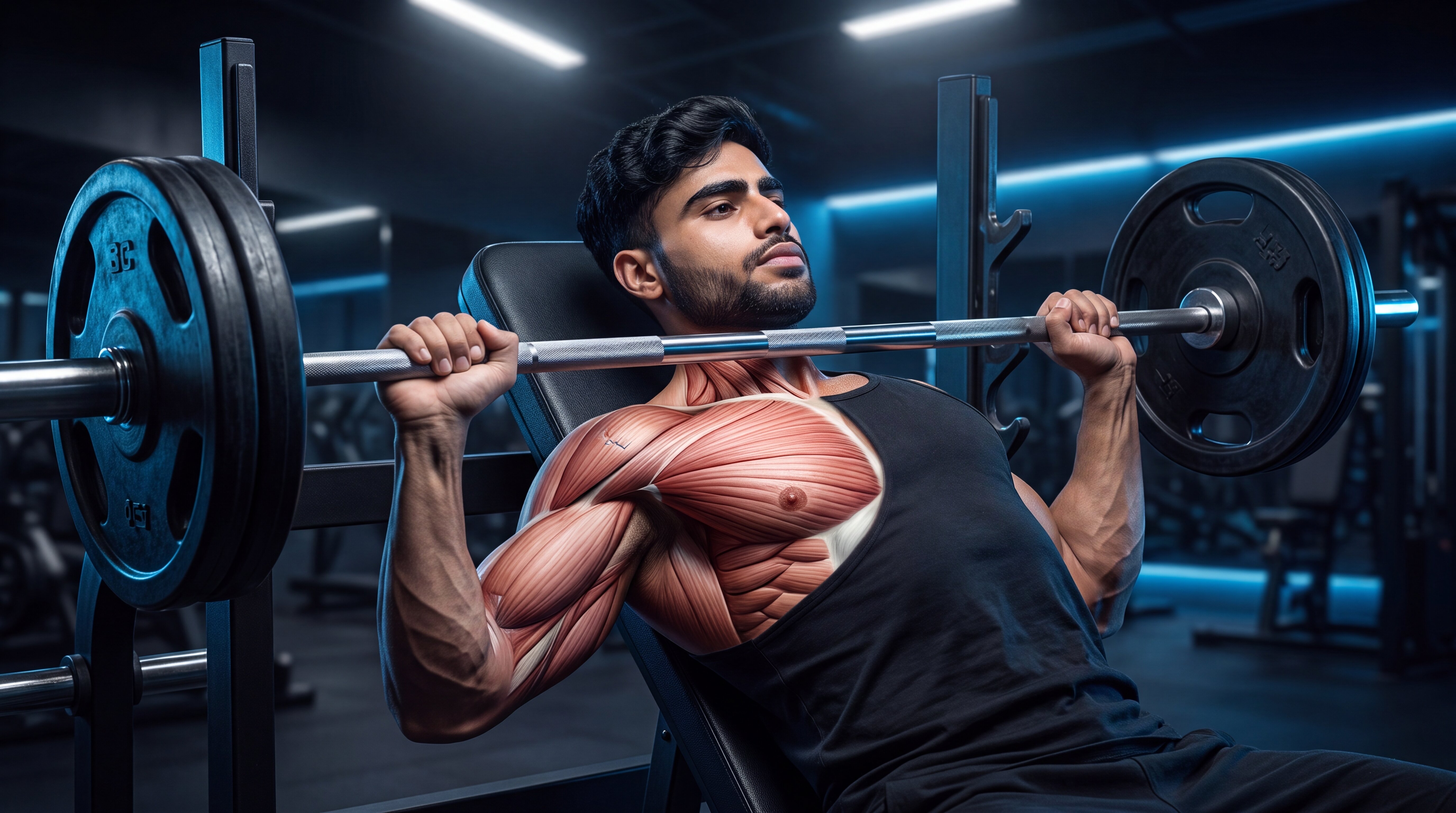 Incline bench press under the skin anatomy video