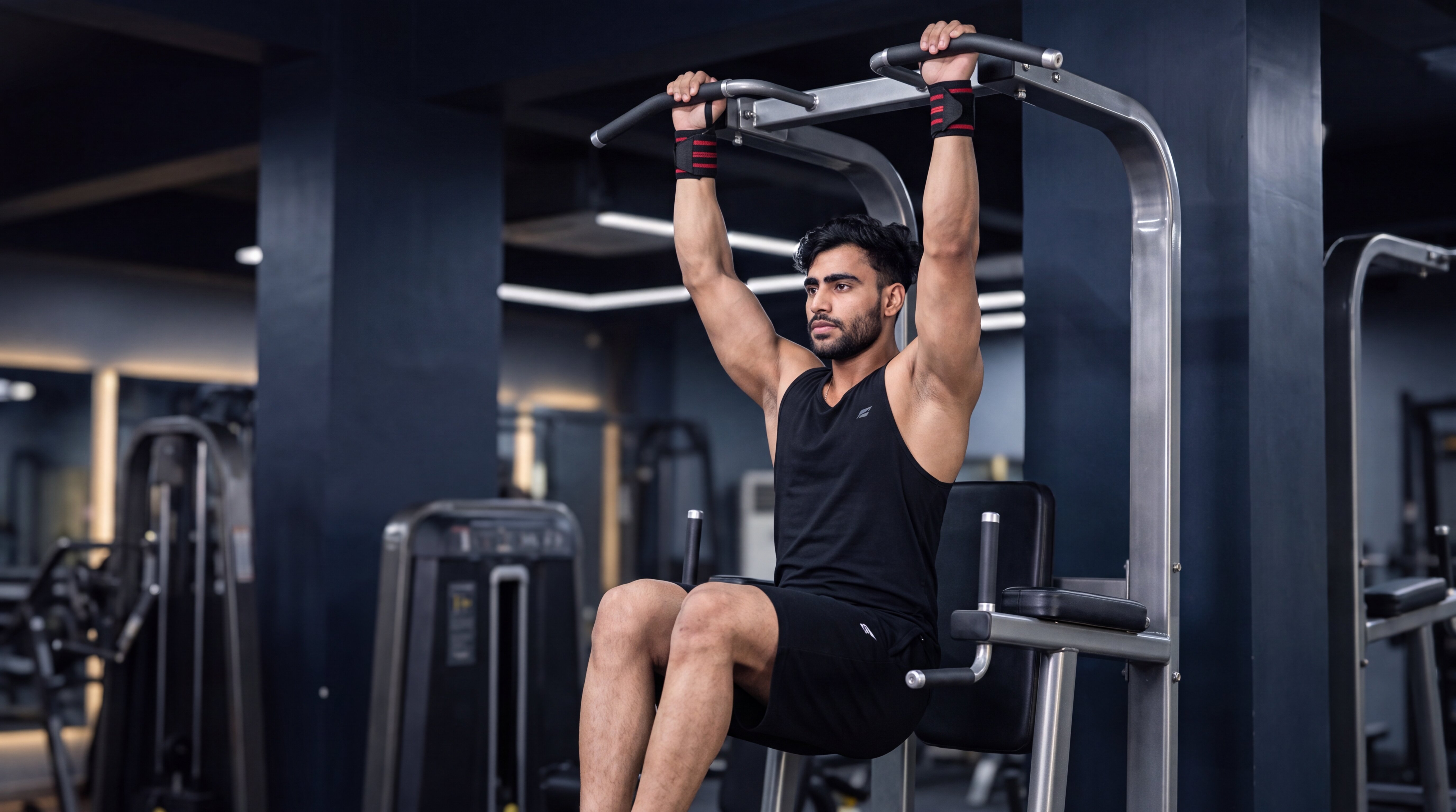 Athlete performing a core exercise in the gym
