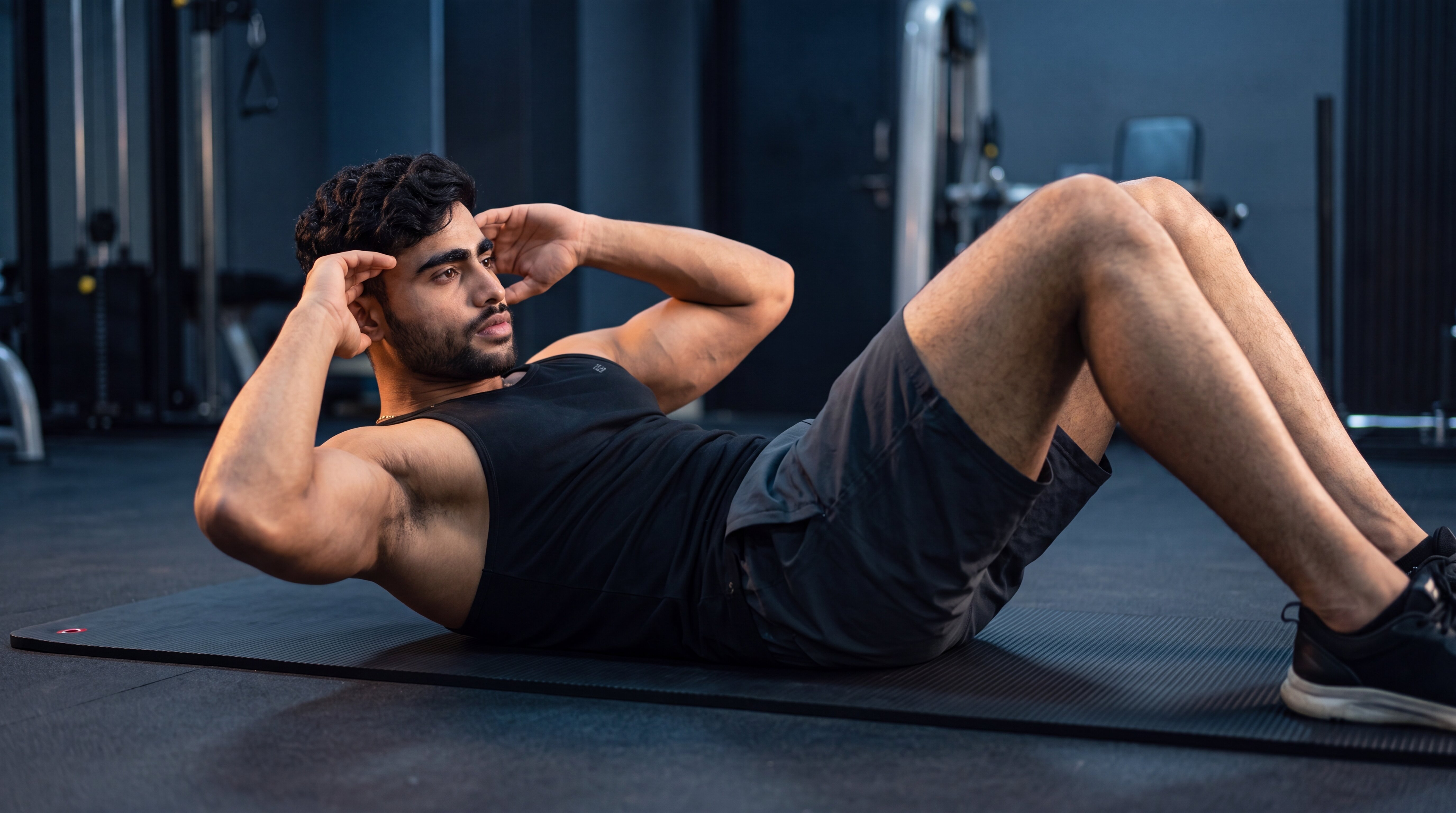 Athlete performing a crunch