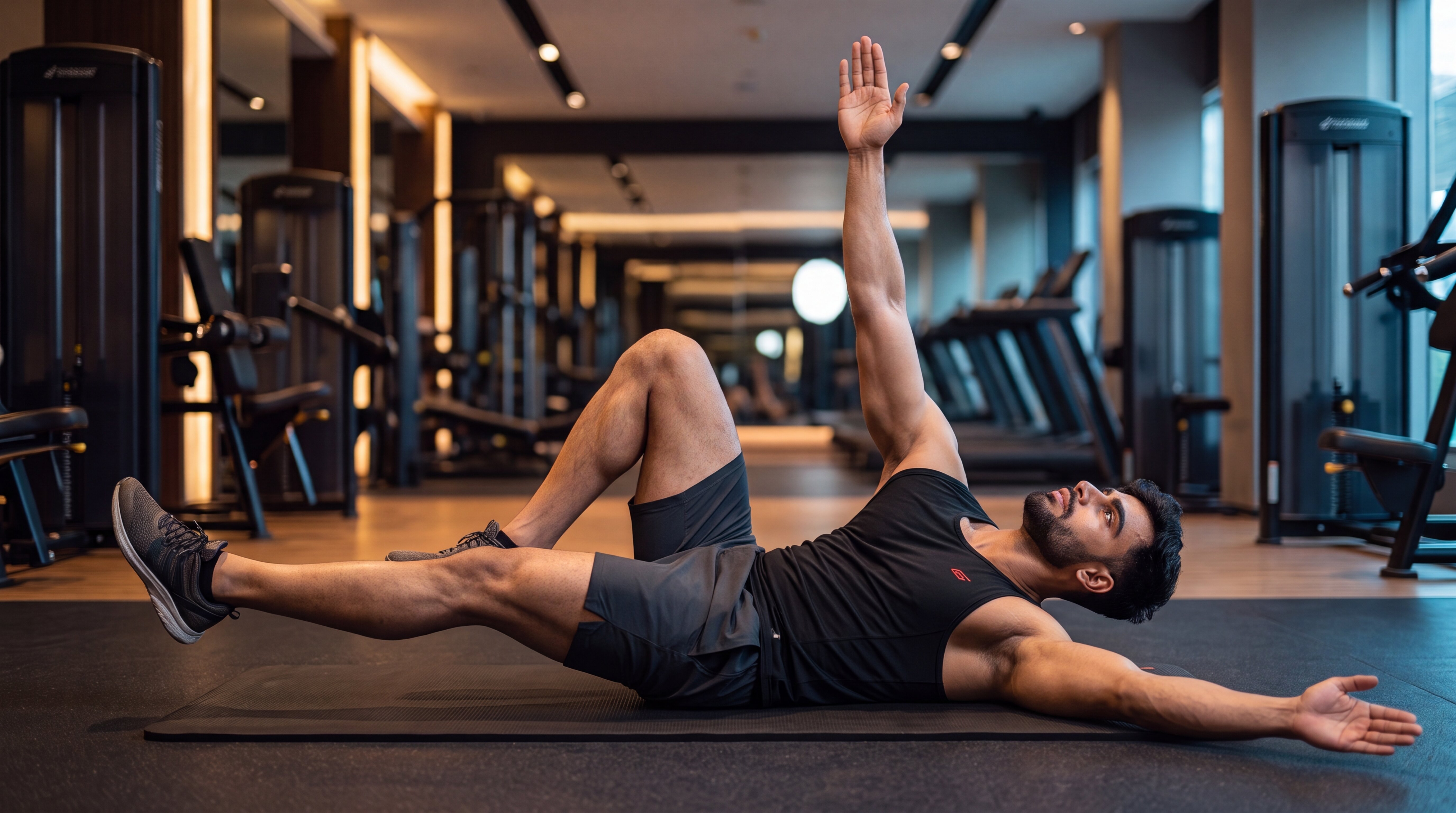 Athlete performing the dead bug exercise