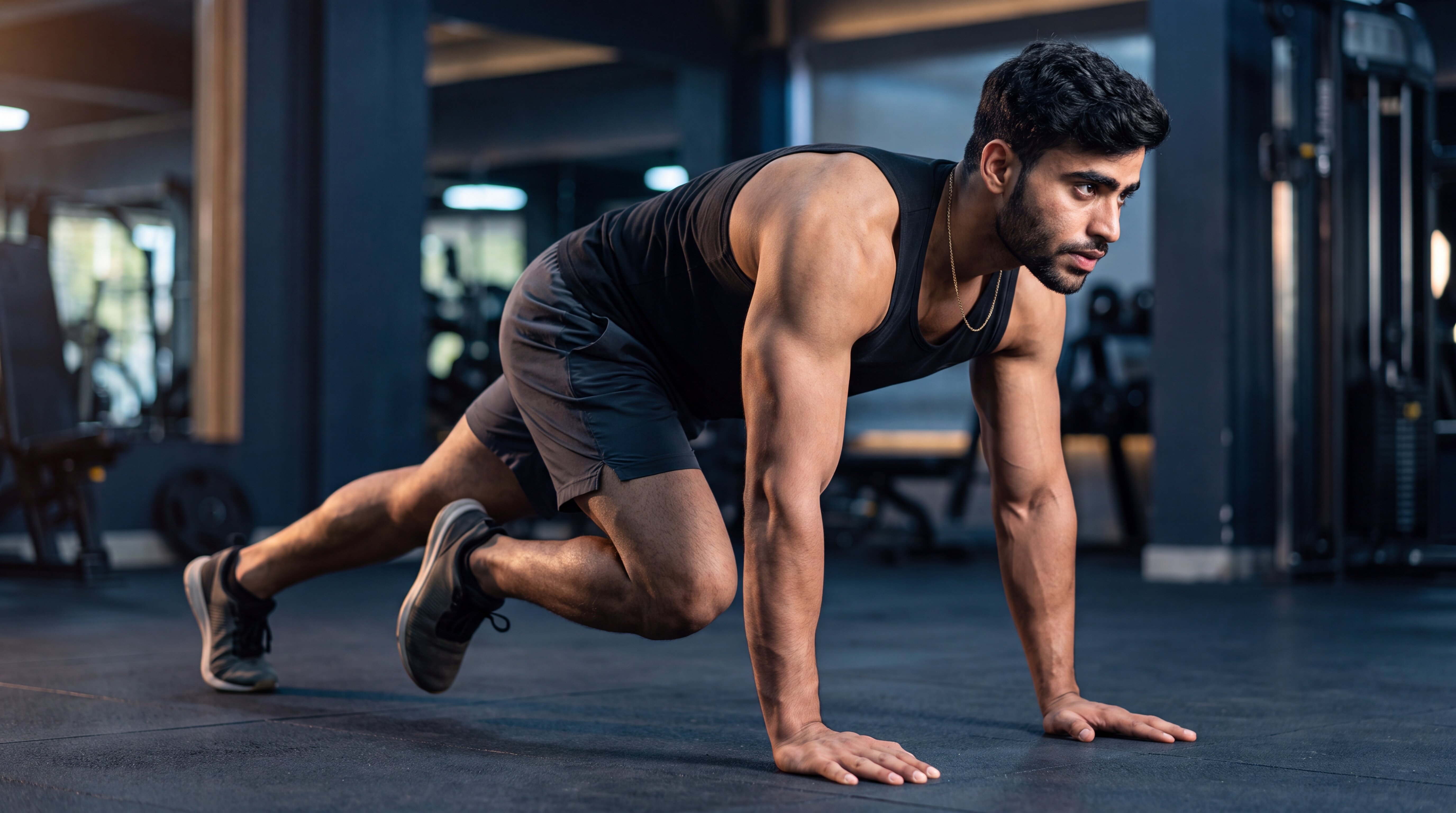 Athlete performing mountain climbers