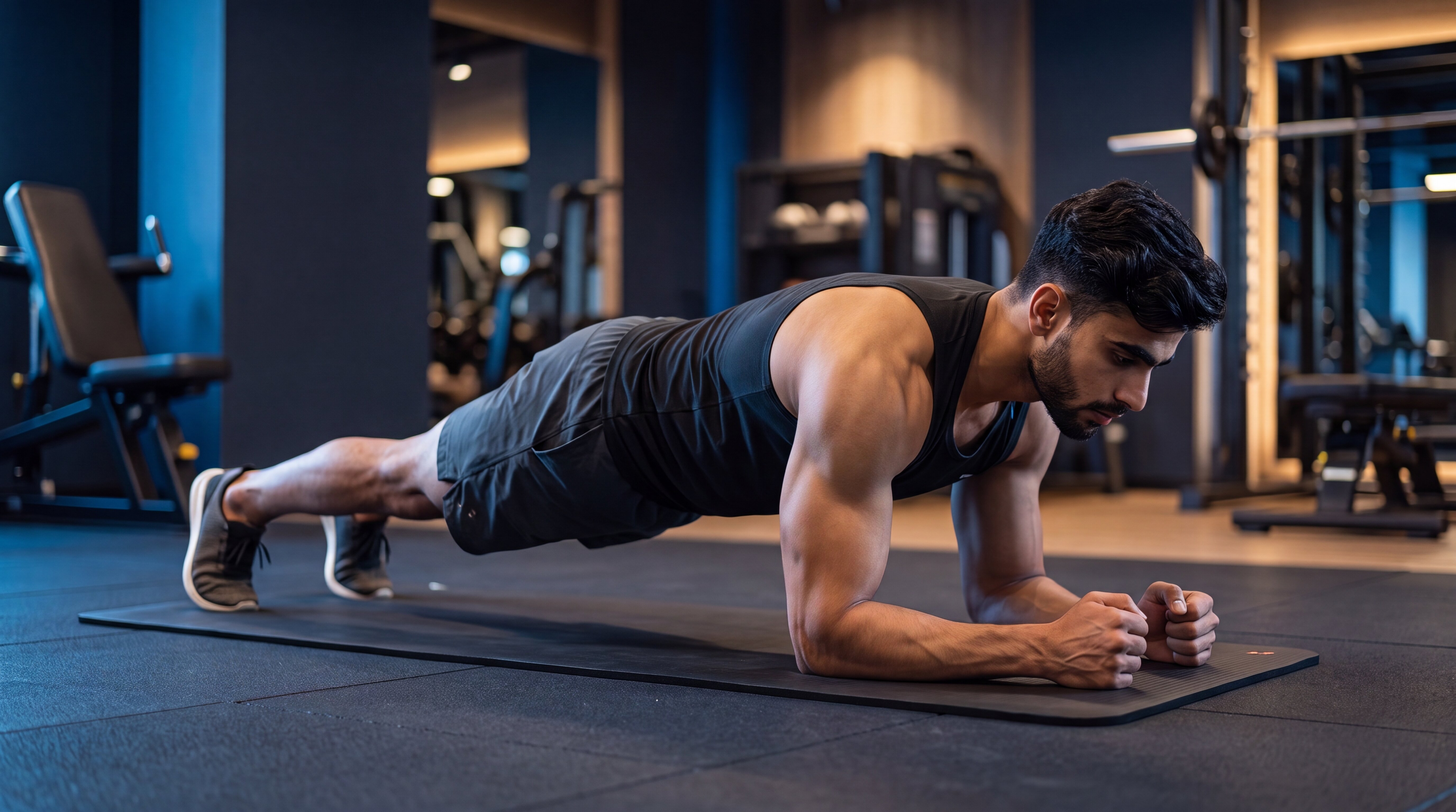 Athlete holding a forearm plank