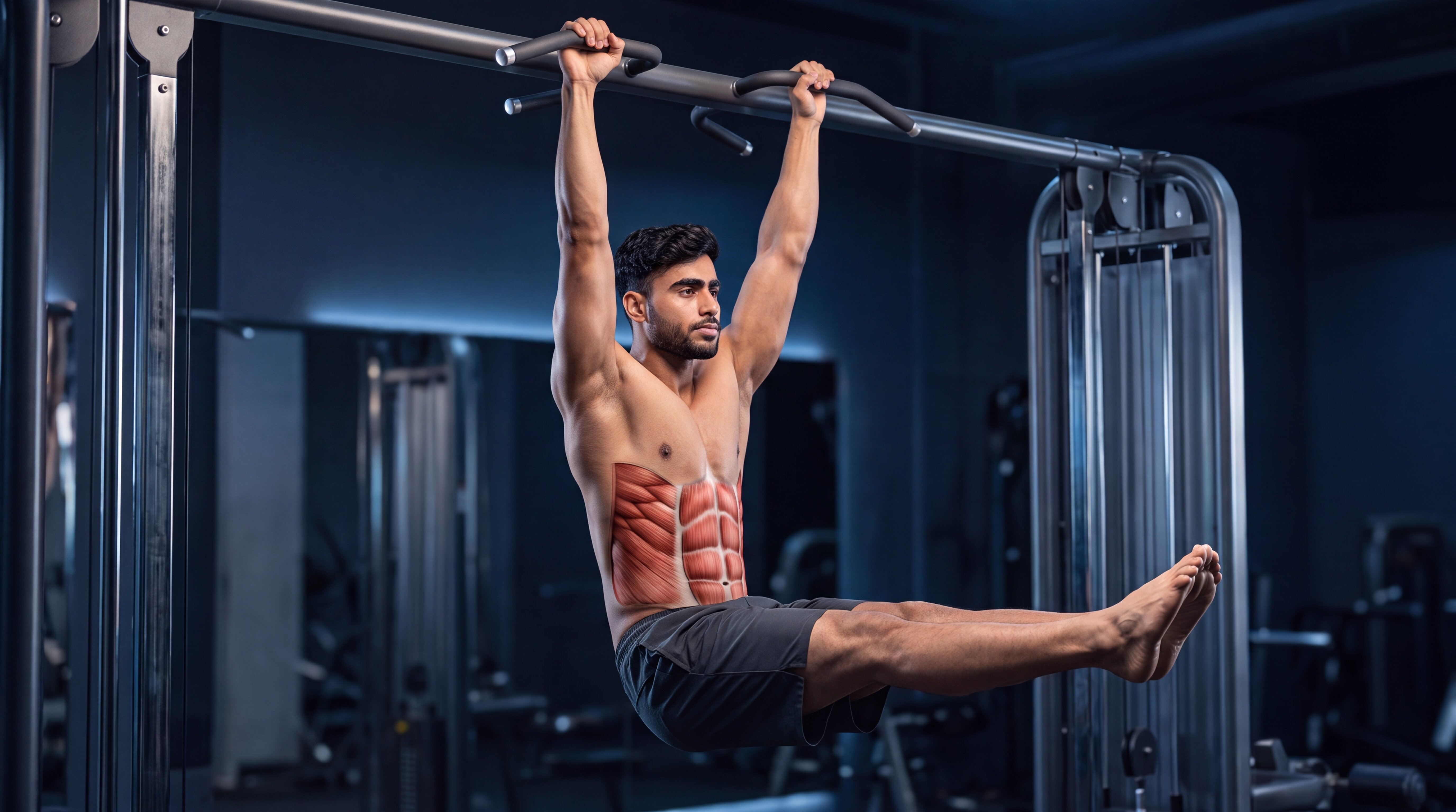 Hanging leg raise under the skin anatomy video
