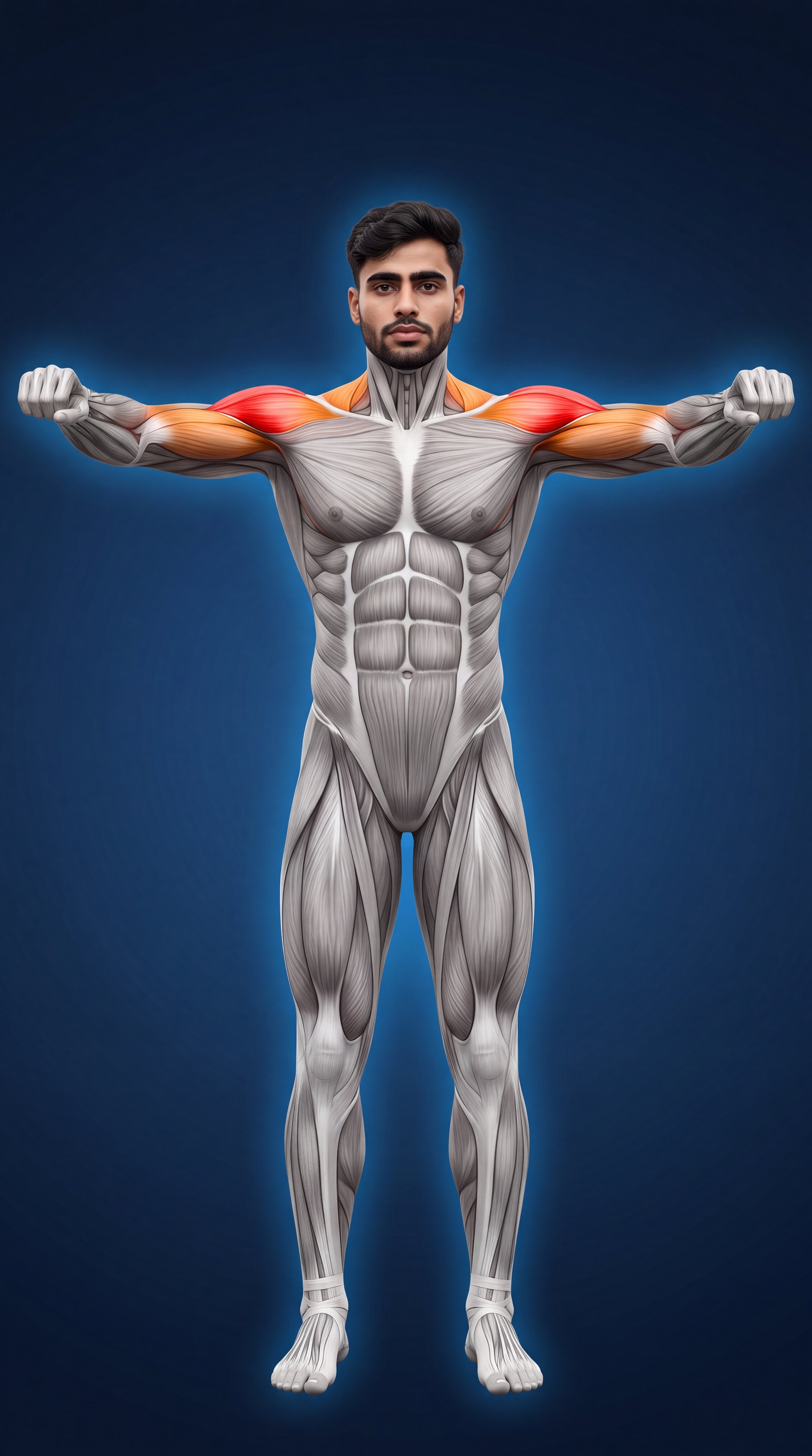 Dumbbell Lateral Raise muscle anatomy showing the lateral deltoids as the primary target muscles