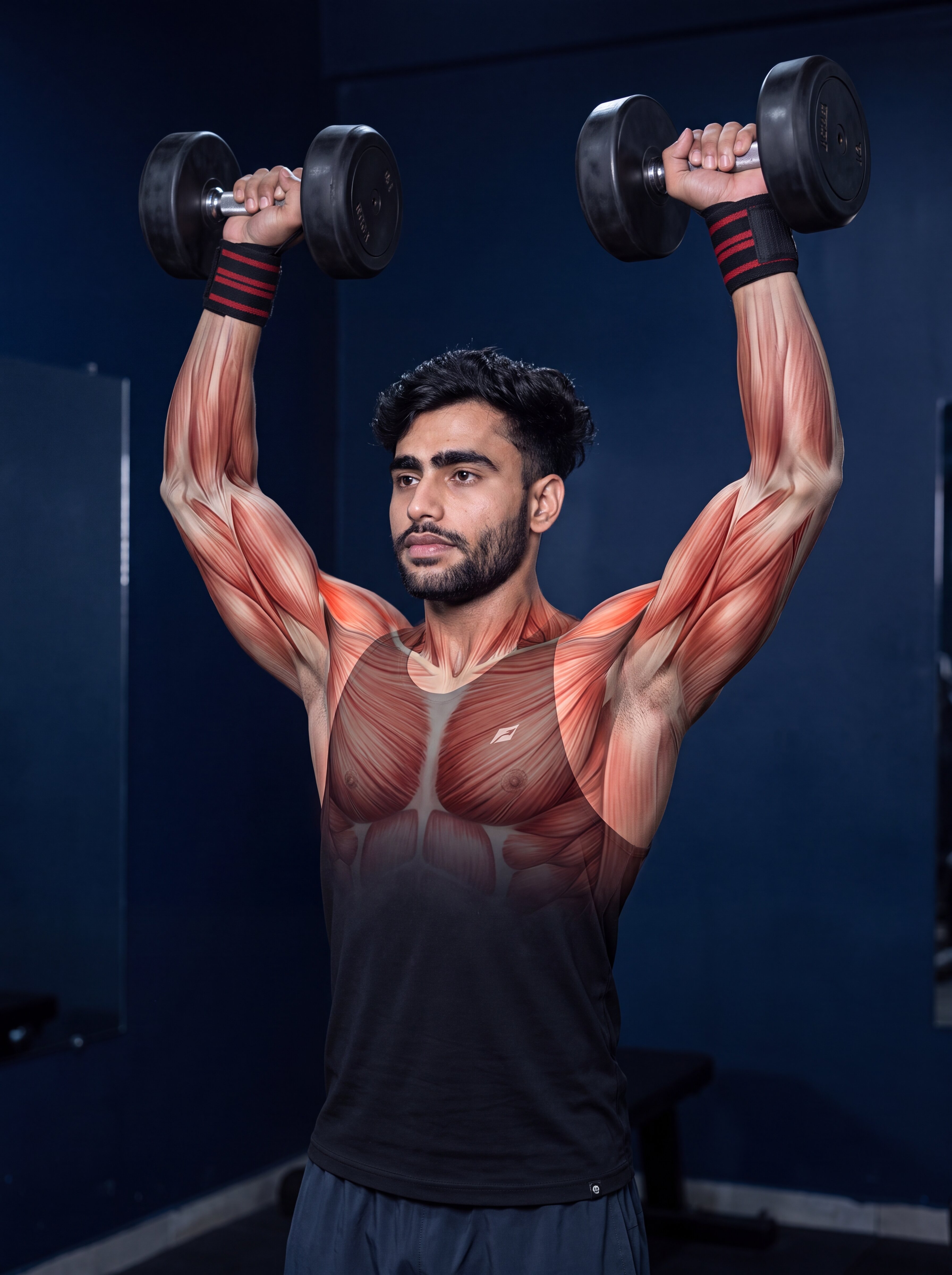 Dumbbell Shoulder Press muscle anatomy showing the deltoids as the primary target muscles