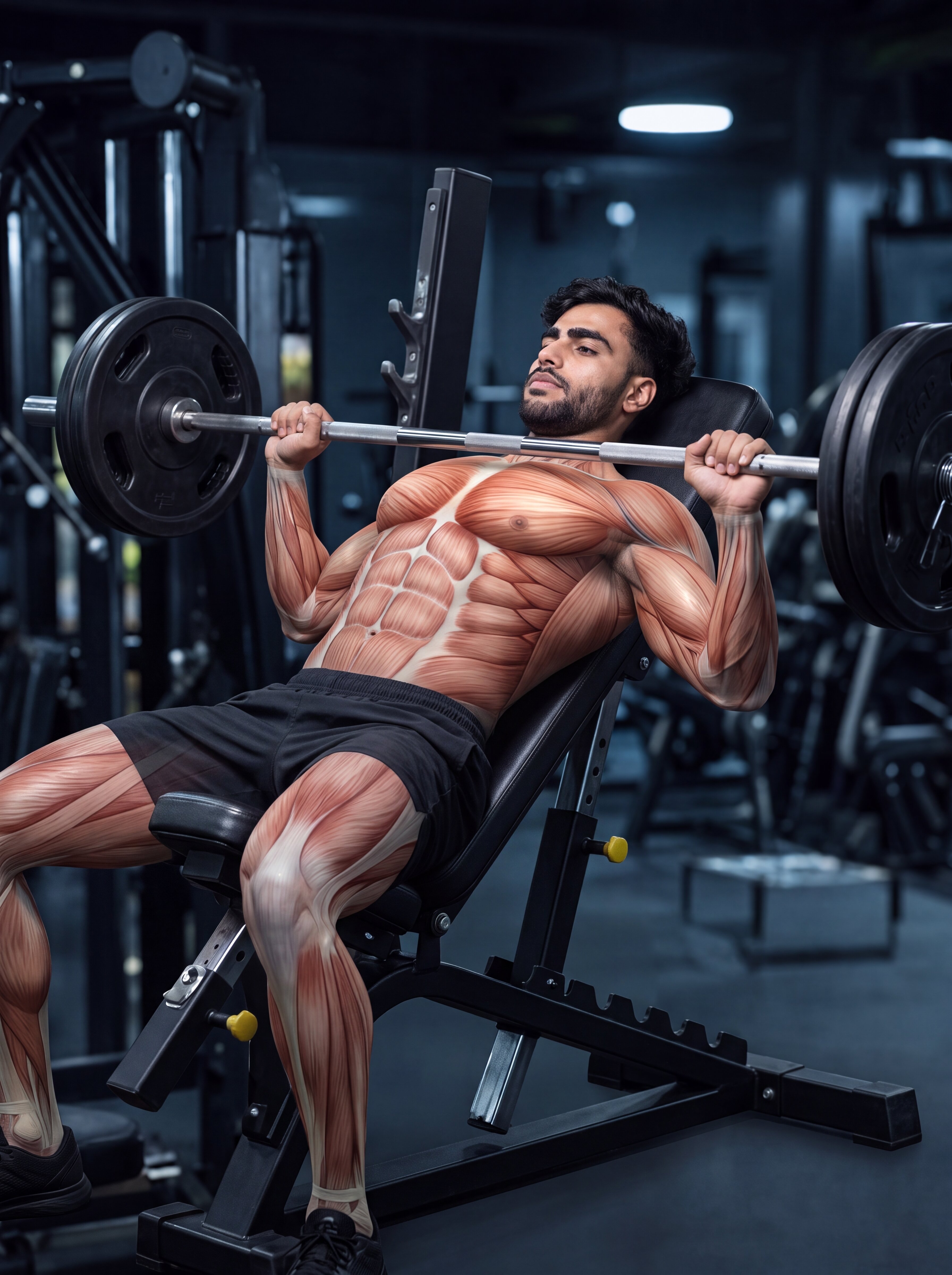 Incline Bench Press muscle anatomy showing the upper chest as the primary target