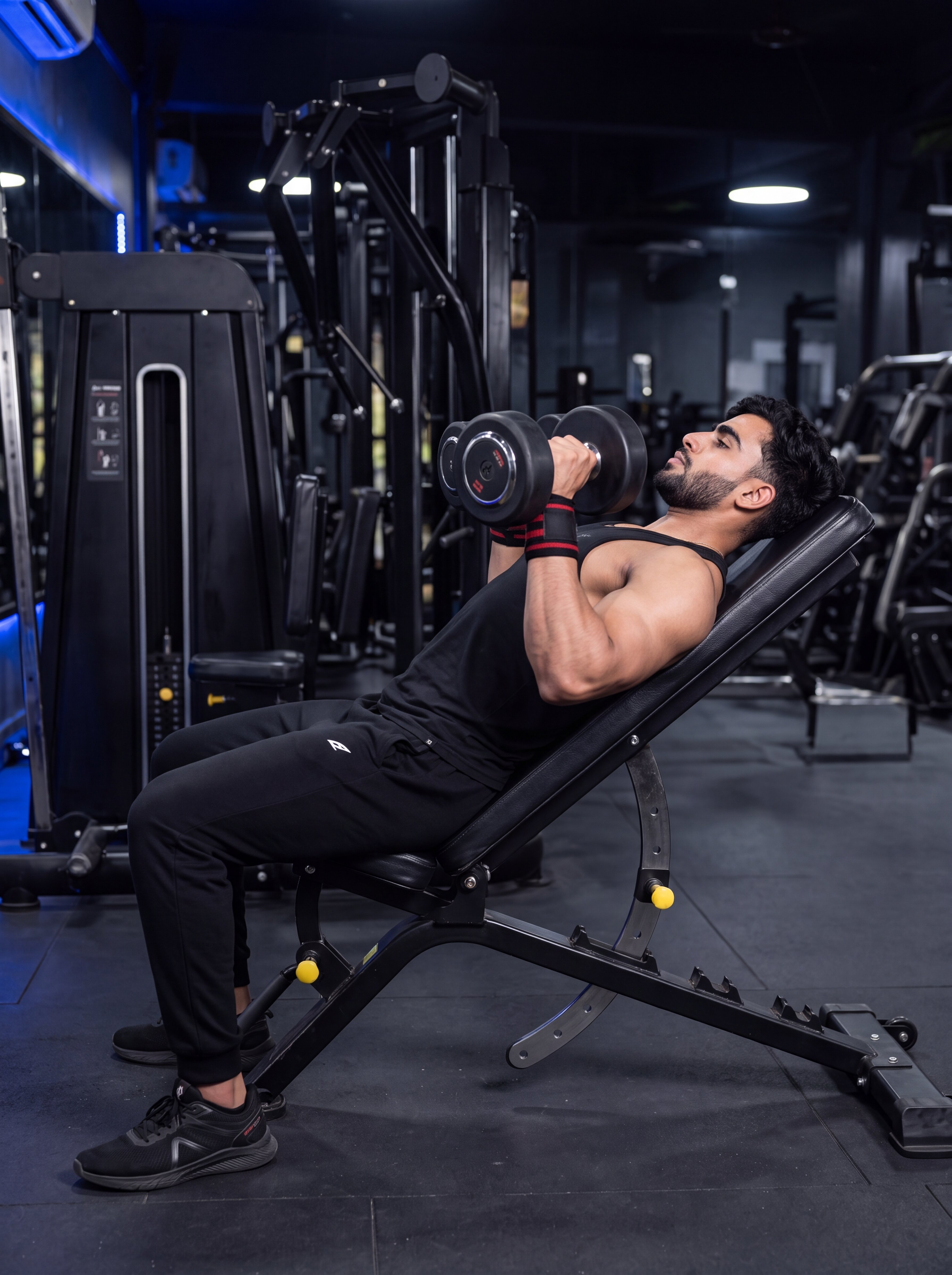 Incline dumbbell press exercise demonstration