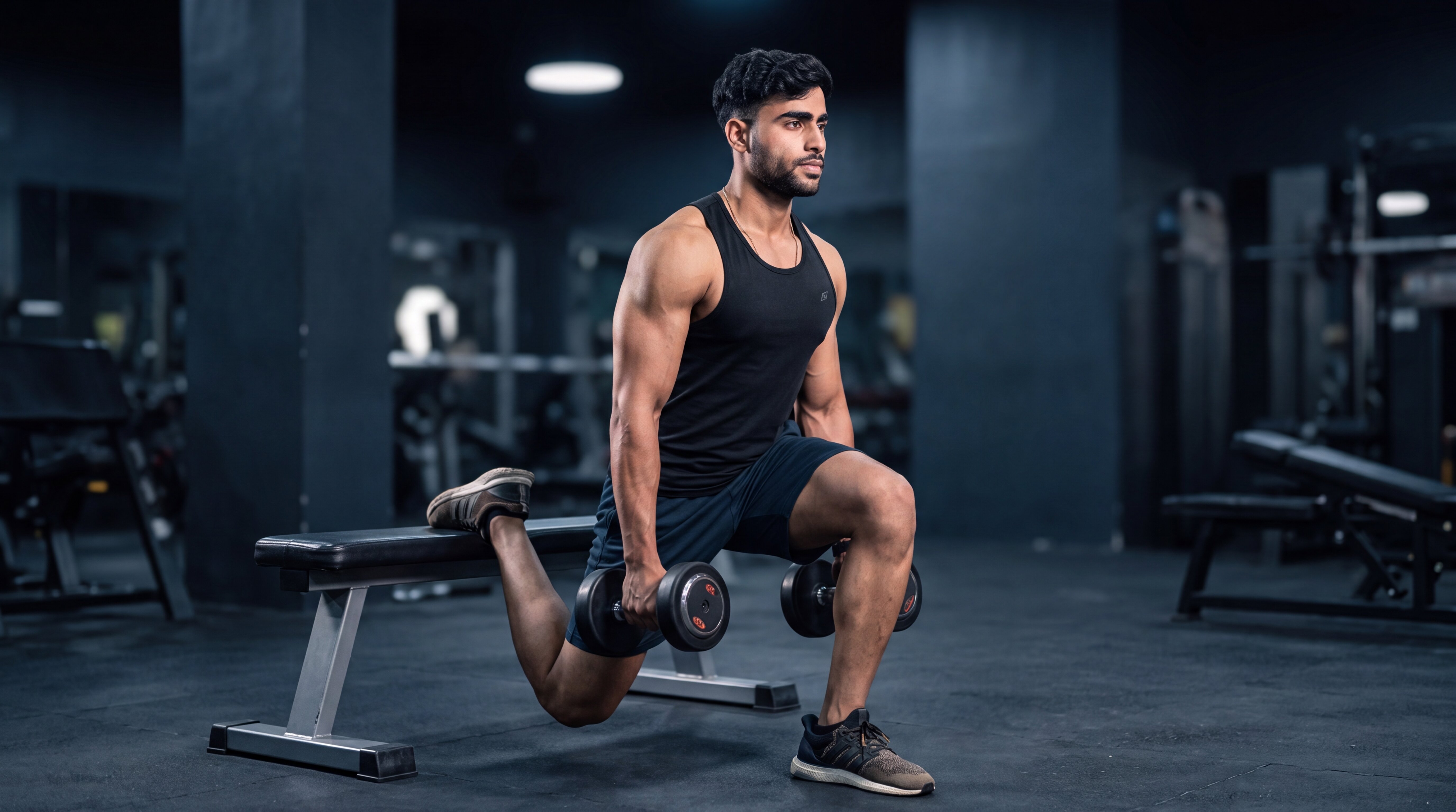 Athlete performing a Bulgarian split squat