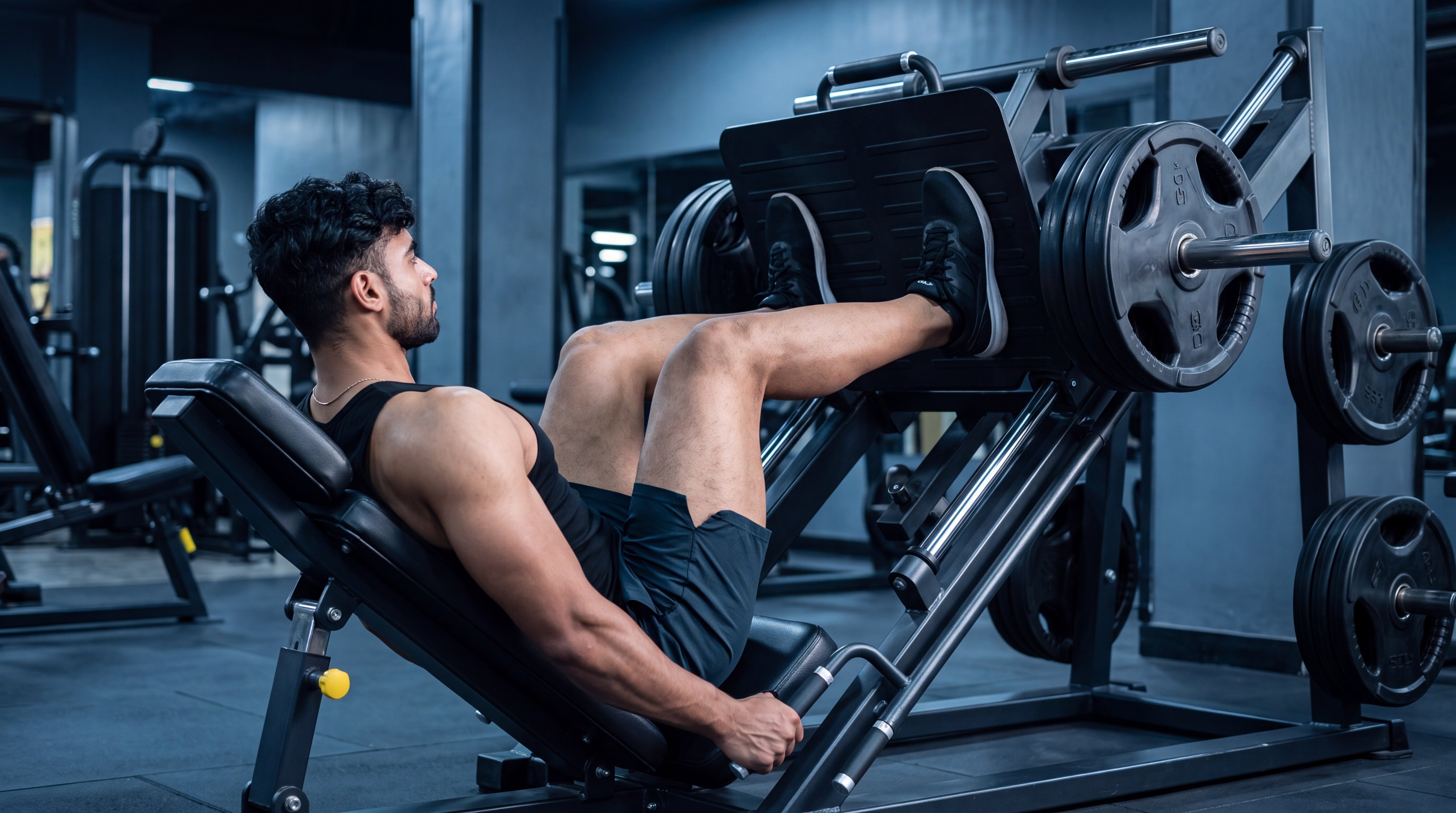 Athlete performing a leg press