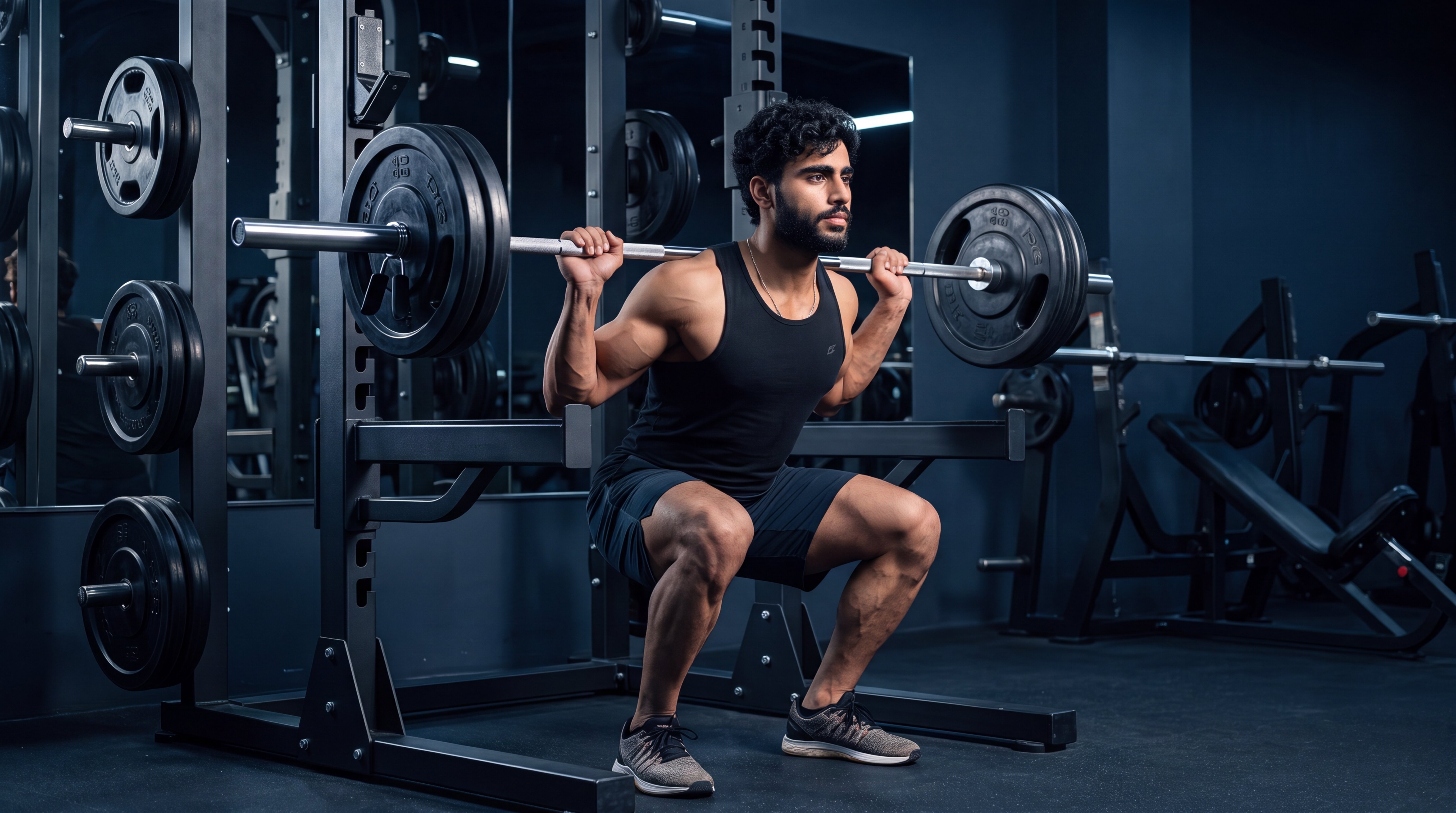 Athlete performing a leg exercise in the gym