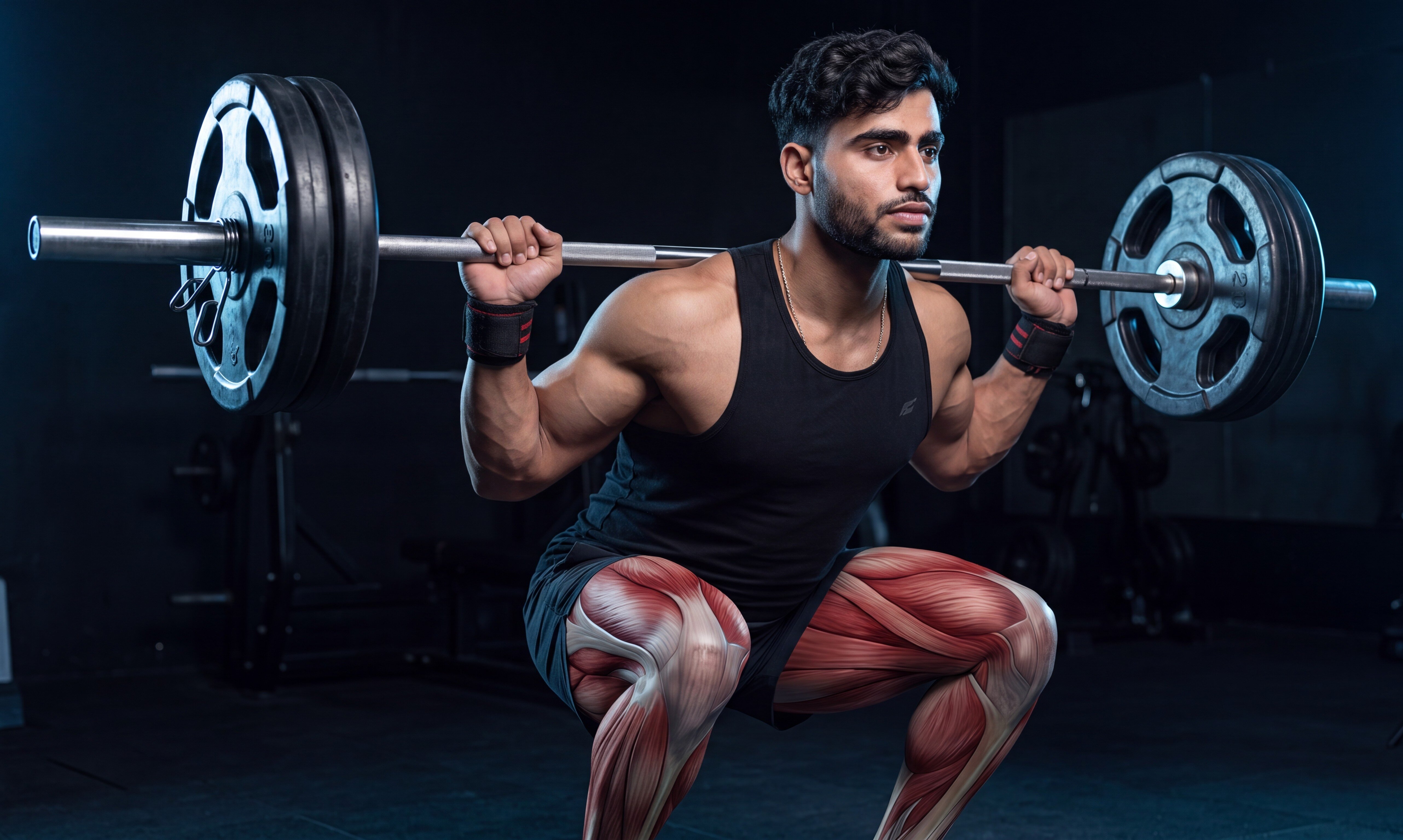 Barbell back squat under the skin anatomy video