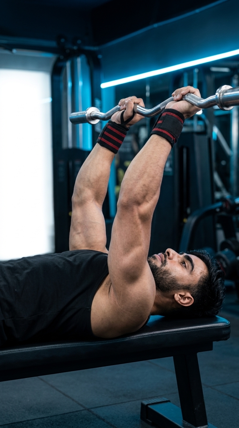 Lying Triceps Extension exercise demonstration