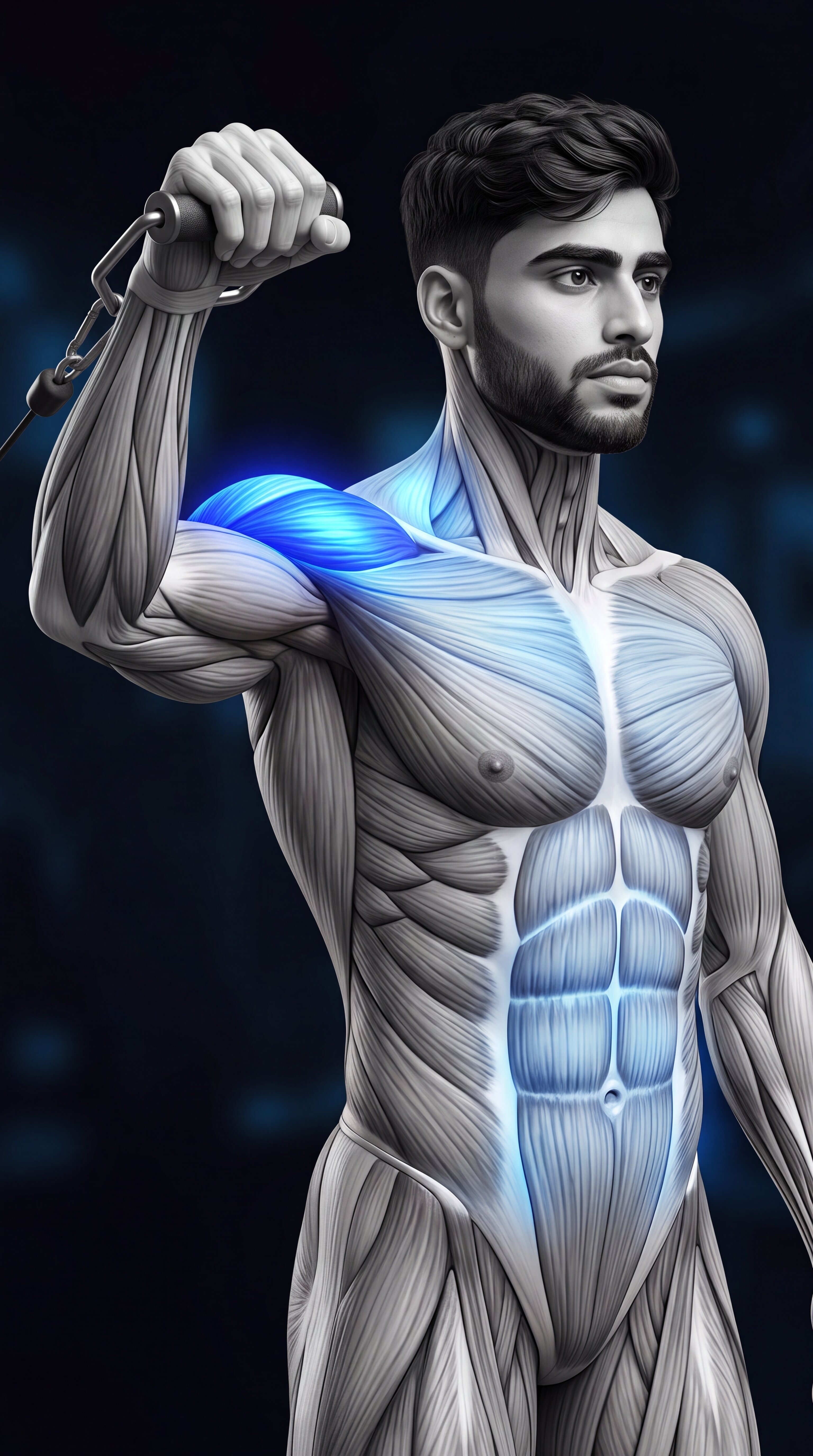 One-Arm Cable Lateral Raise muscle anatomy showing the lateral deltoids as the primary target muscles