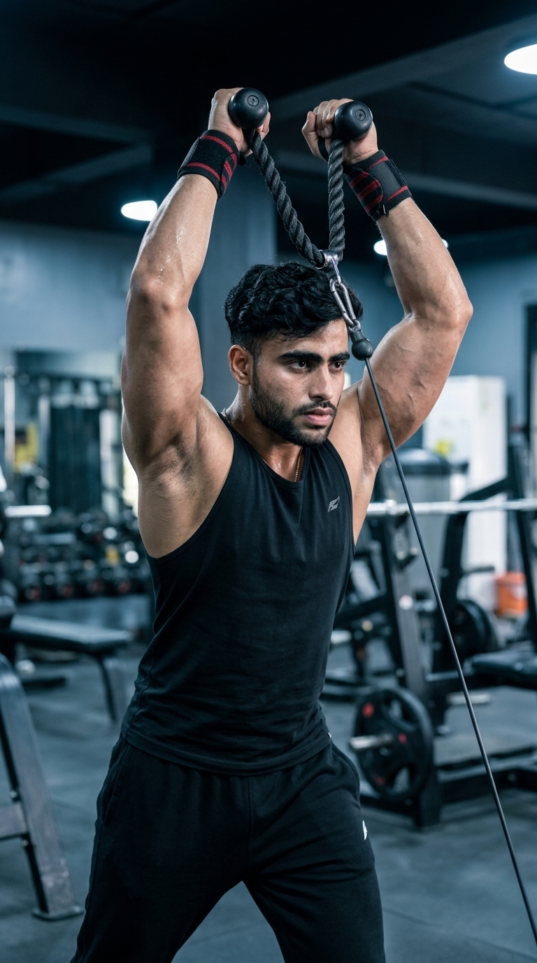 Overhead Cable Triceps Extension exercise demonstration
