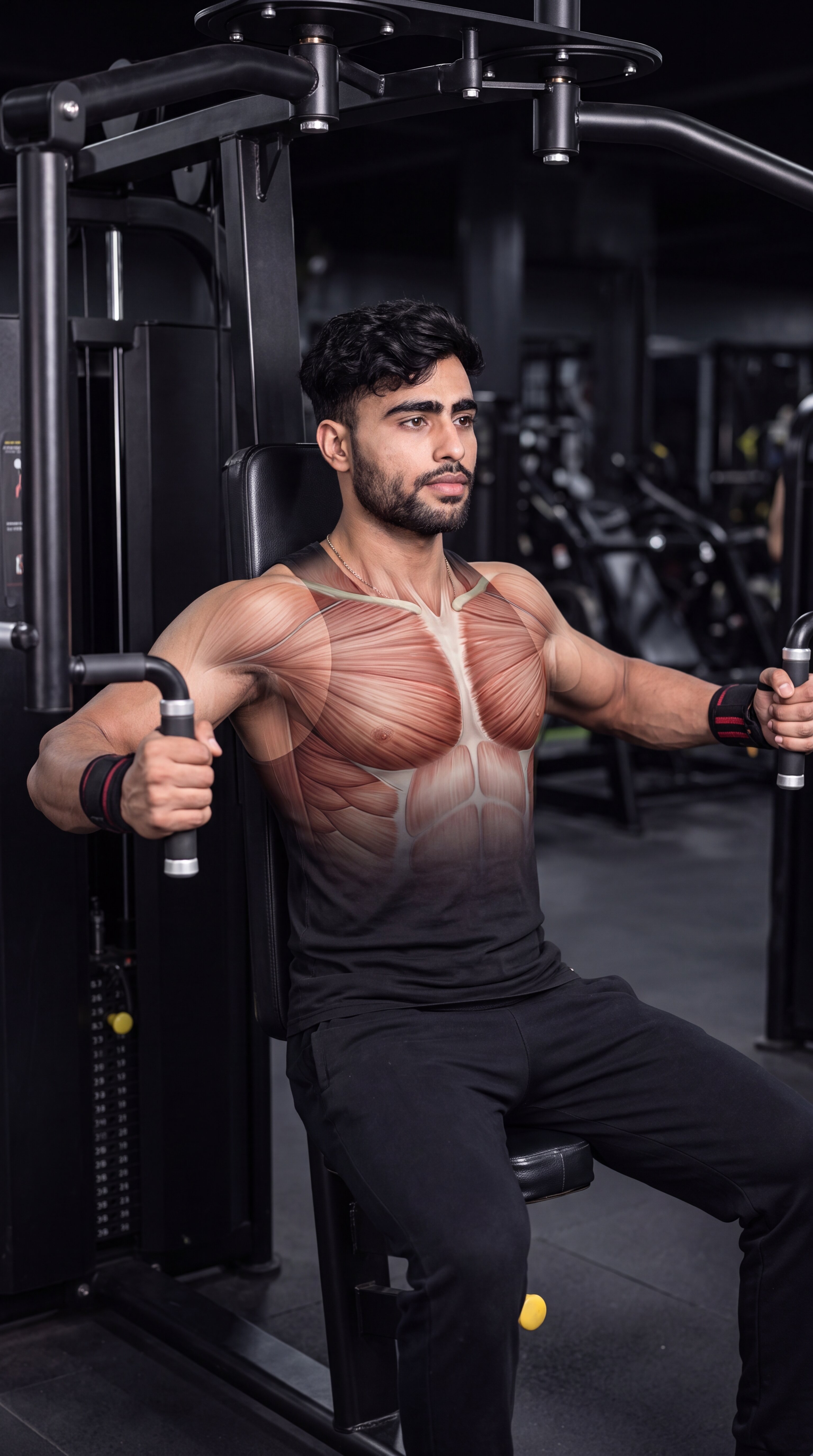 Pec Deck Fly muscle anatomy showing the chest as the primary target