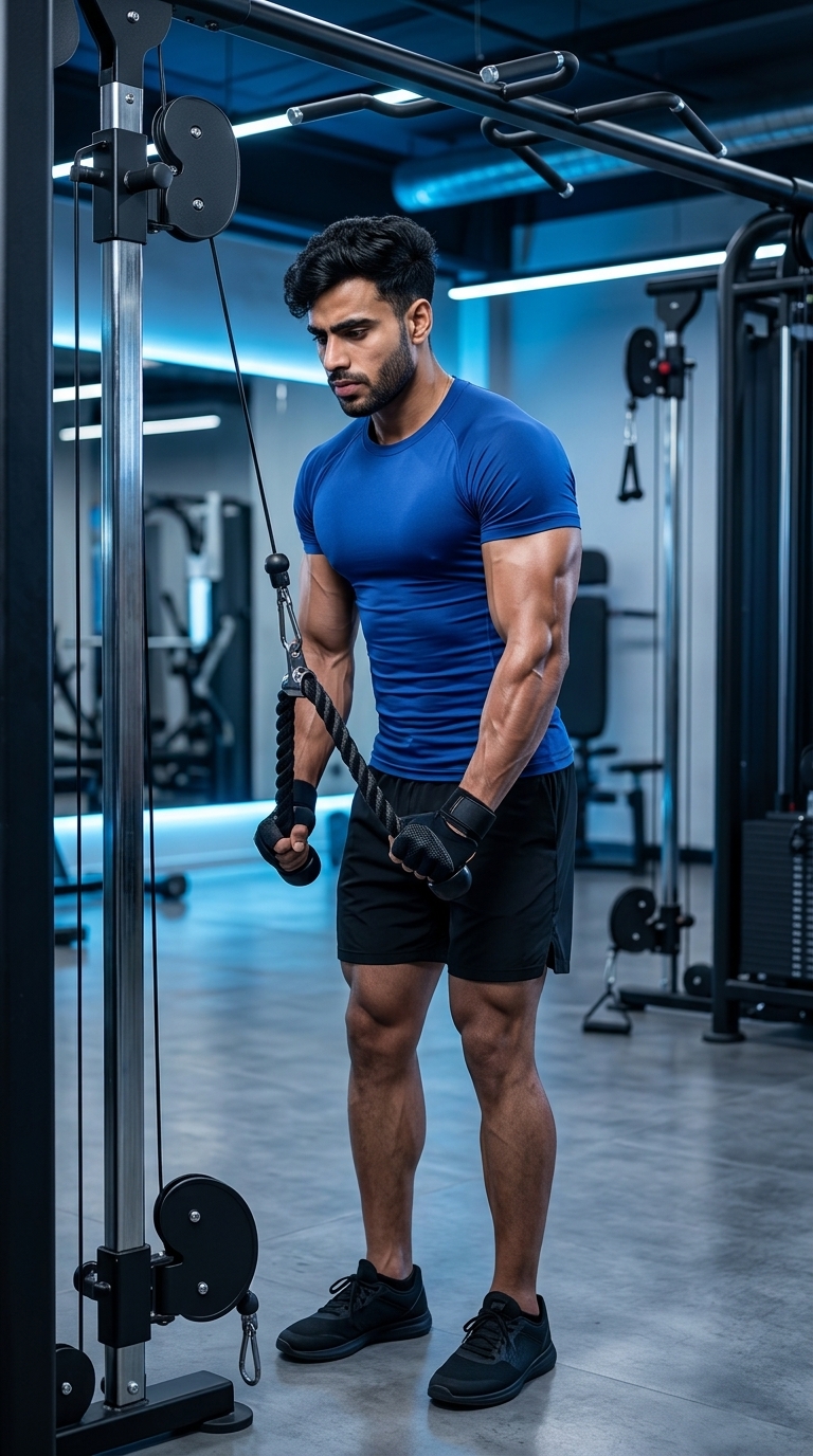 Rope Triceps Pushdown exercise demonstration