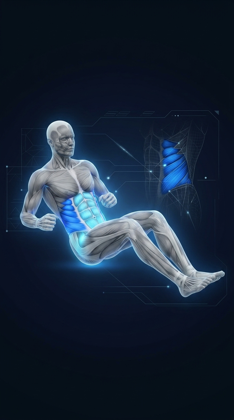 Russian Twist muscle anatomy highlighting the obliques, rectus abdominis, transverse abdominis, hip flexors, and erector spinae