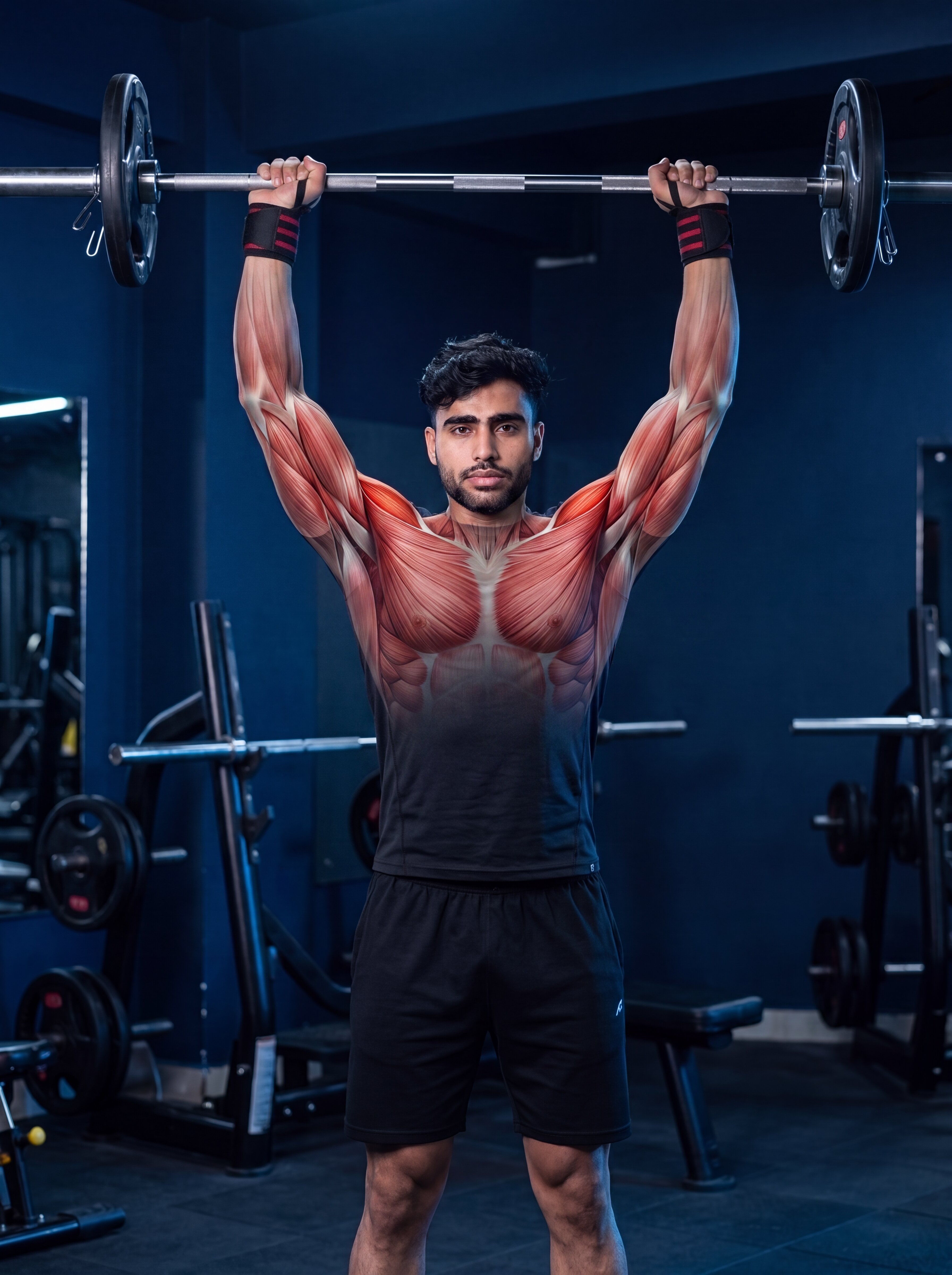 Shoulder Press muscle anatomy showing the deltoids as the primary target muscles