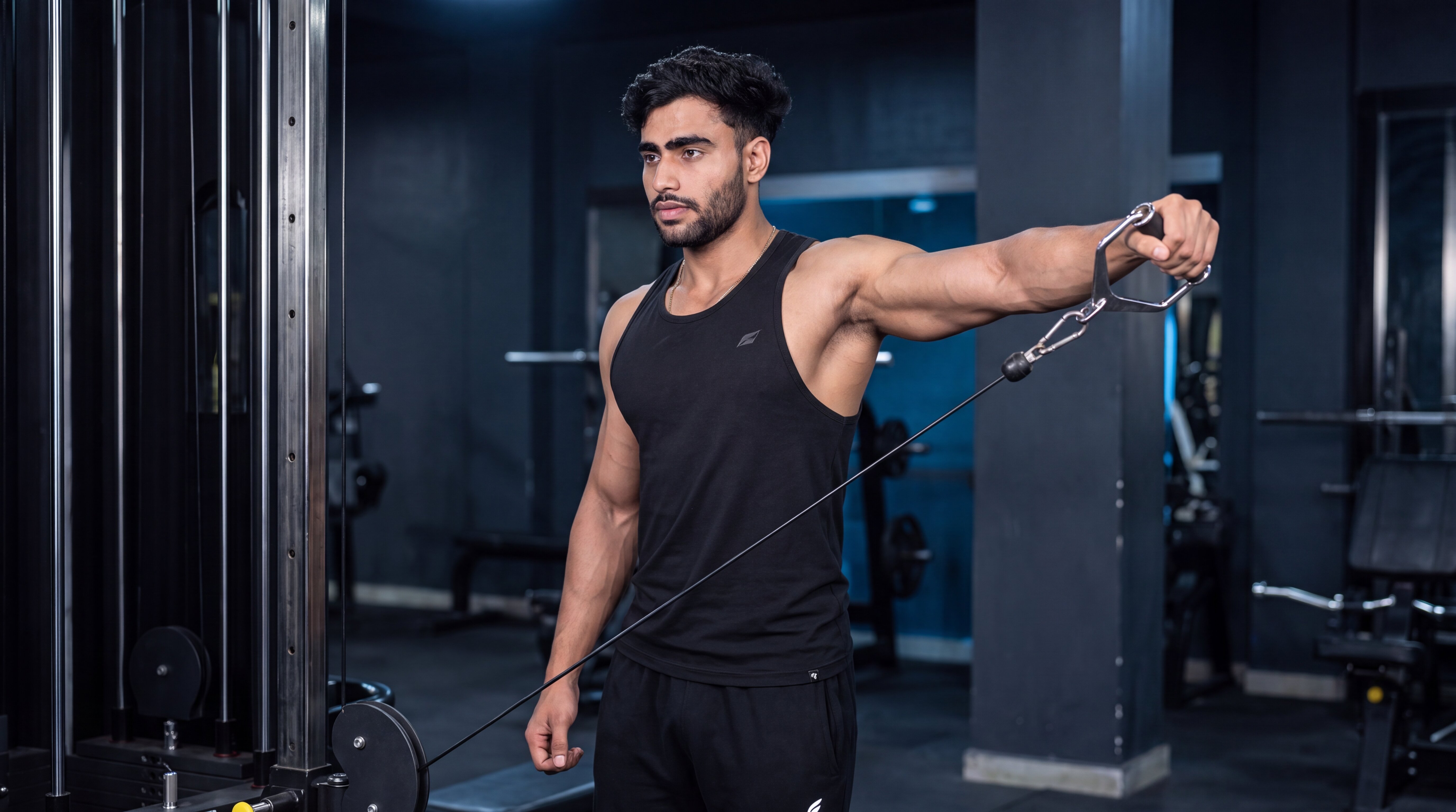 Athlete performing a single-arm cable lateral raise
