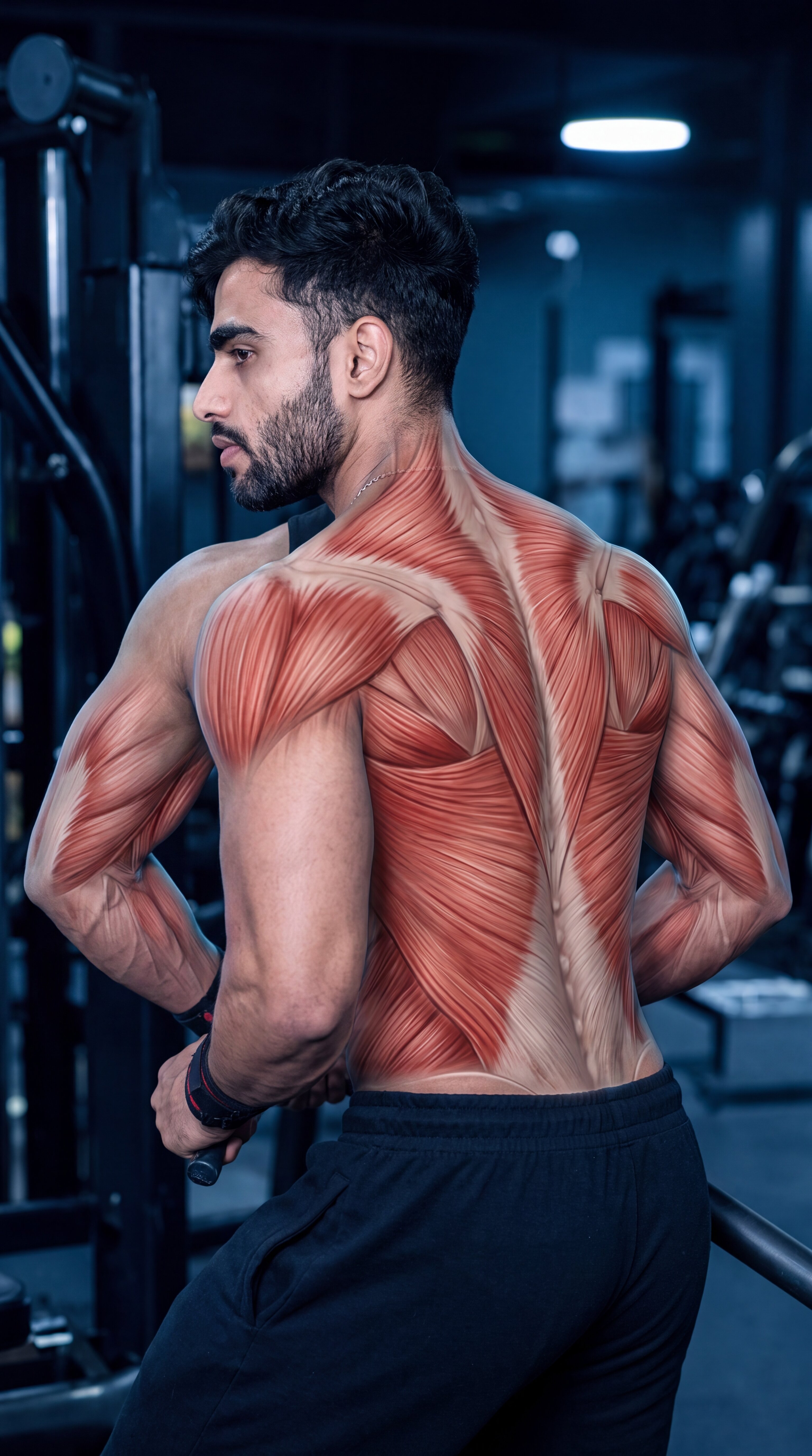 T-Bar Row muscle anatomy showing the latissimus dorsi and middle back as primary targets
