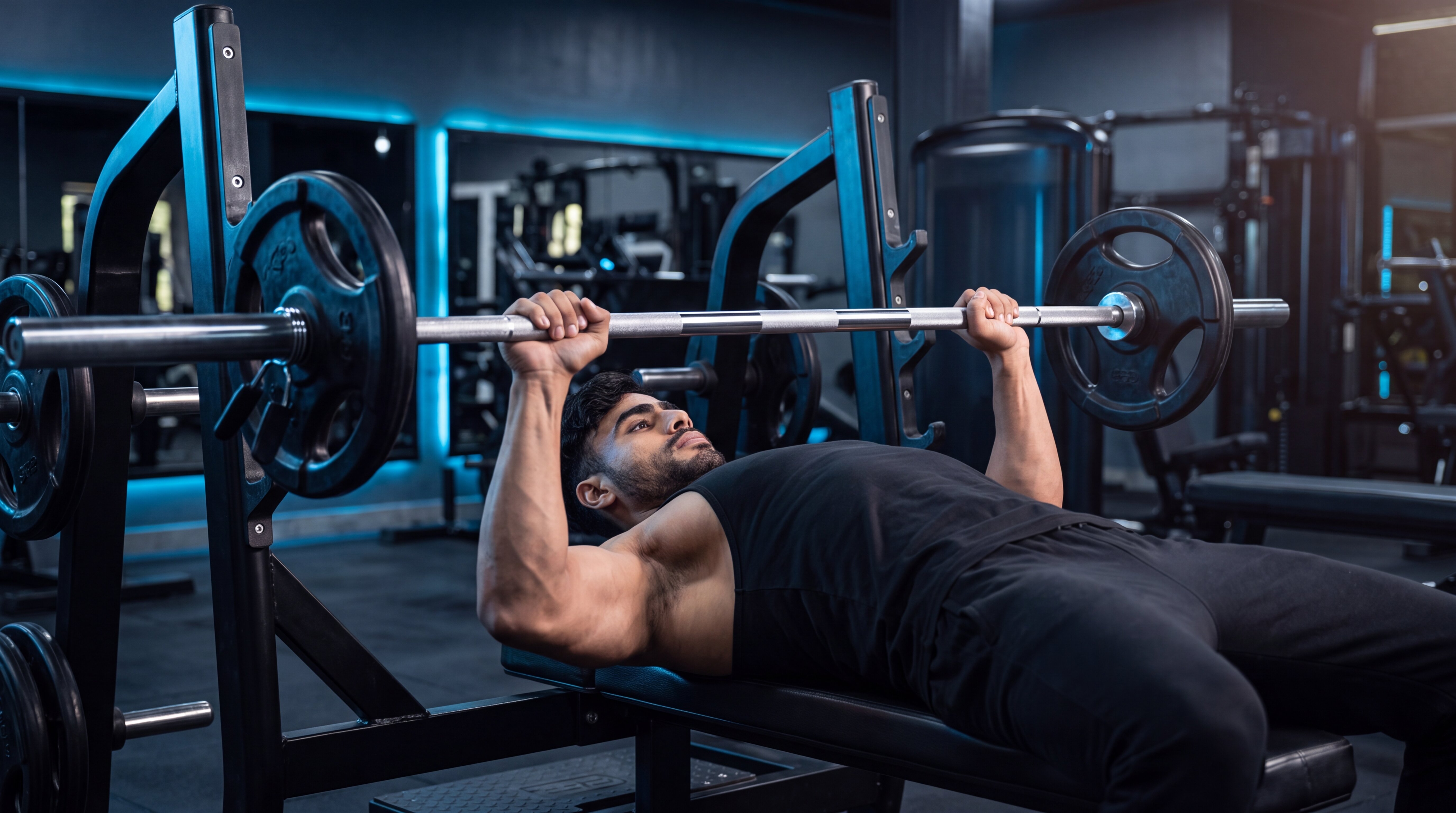 Athlete performing a close-grip barbell bench press