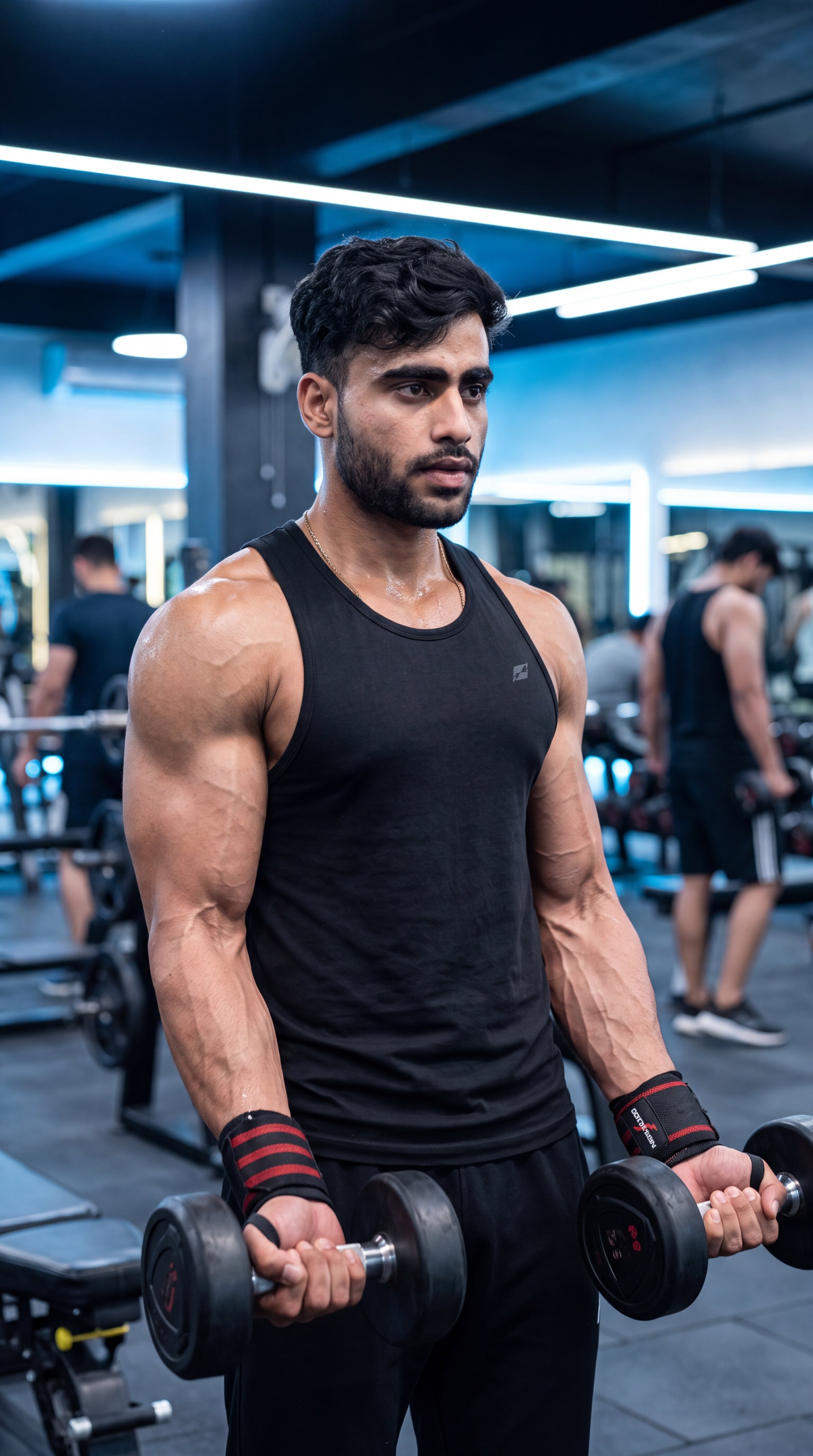 Athlete performing a Zottman Curl with proper form using dumbbells
